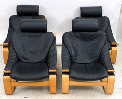 '4' Kroken Buffalo Leather Lounge Chairs by Åke Fribytter for Nelo Sweden, 1970s