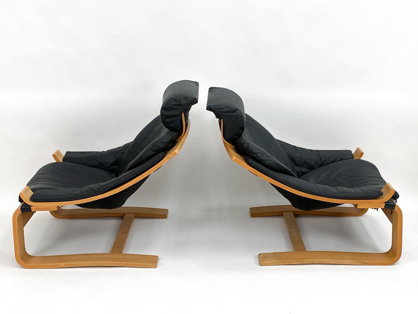 '4' Kroken Buffalo Leather Lounge Chairs by Åke Fribytter for Nelo Sweden, 1970s For Sale 2