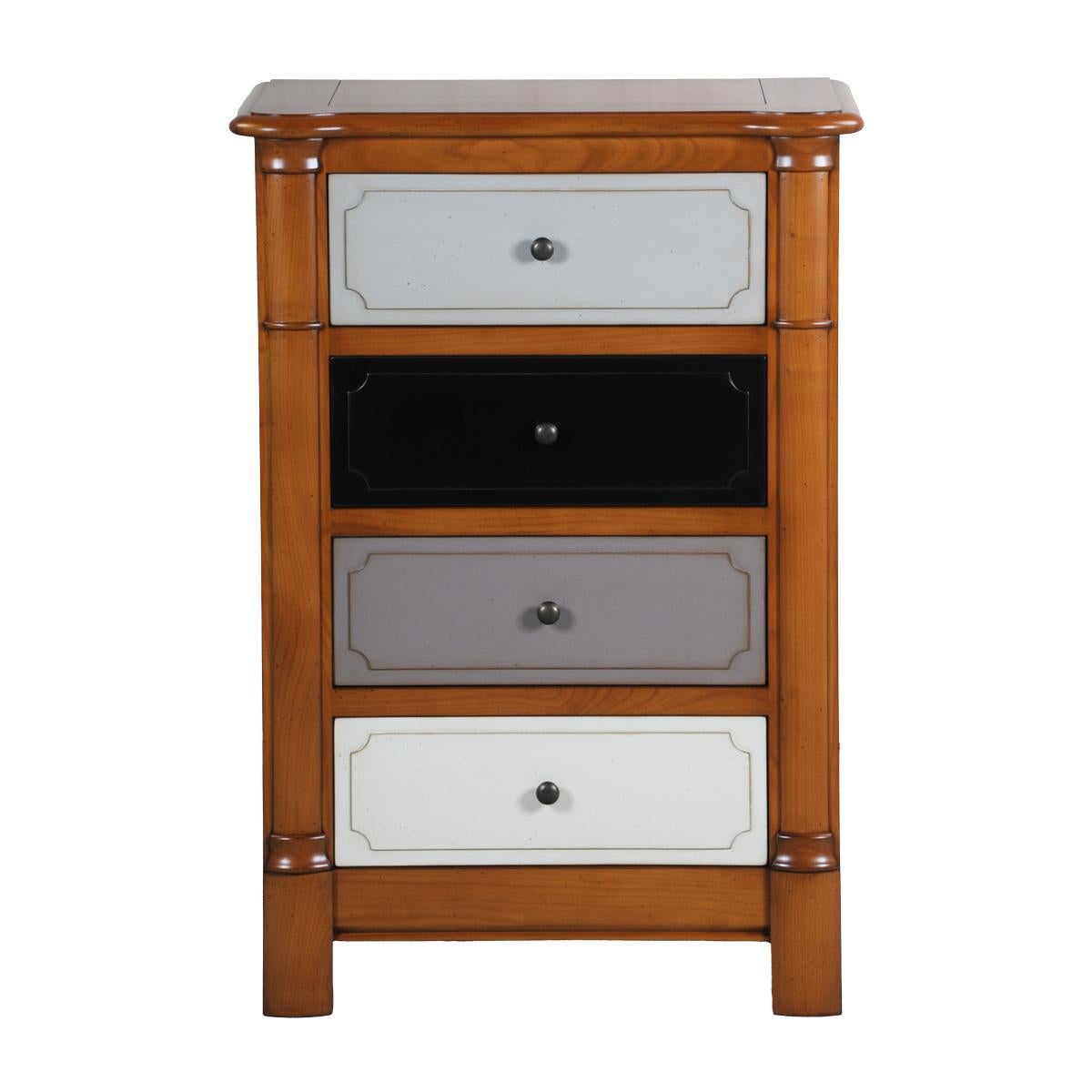 Hand-Crafted 4-lacquered drawer French Chiffonier in solid cherry wood For Sale