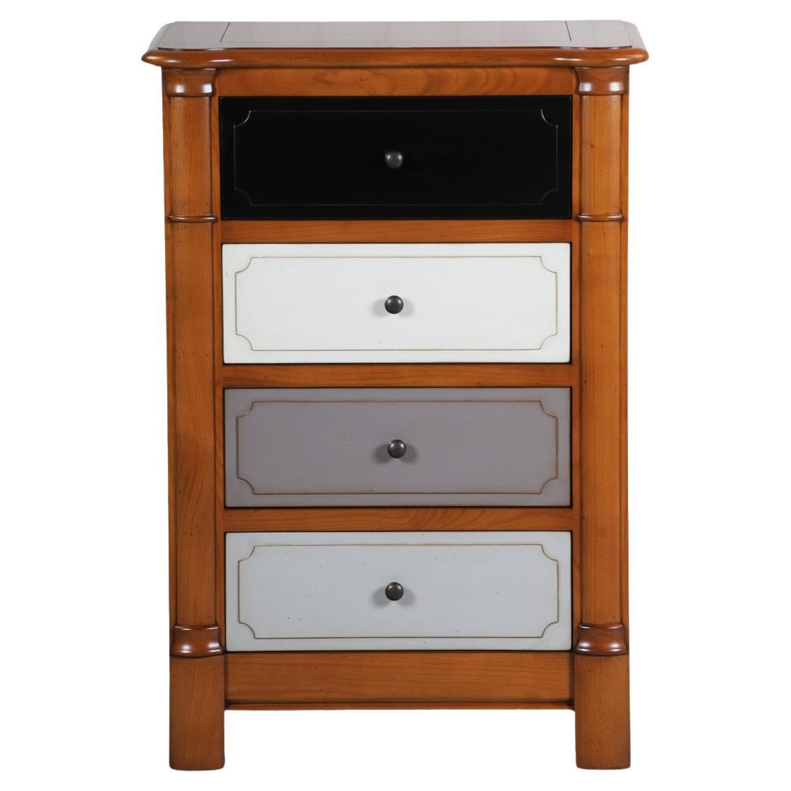 4-lacquered drawer French Chiffonier in solid cherry wood