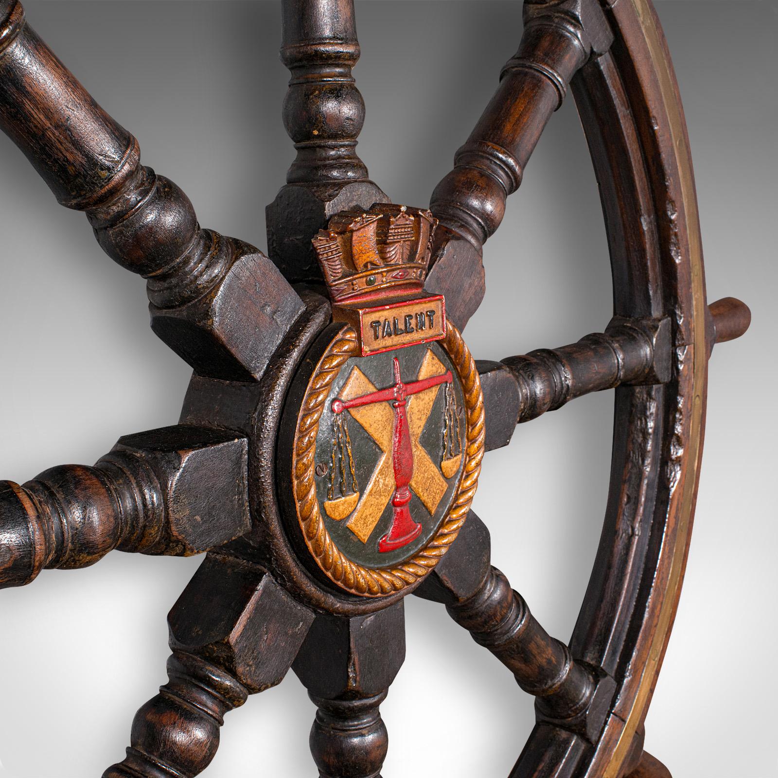 4' Large Antique Ship's Wheel, English, Oak, Decorative Maritime Helm, Victorian In Good Condition For Sale In Hele, Devon, GB