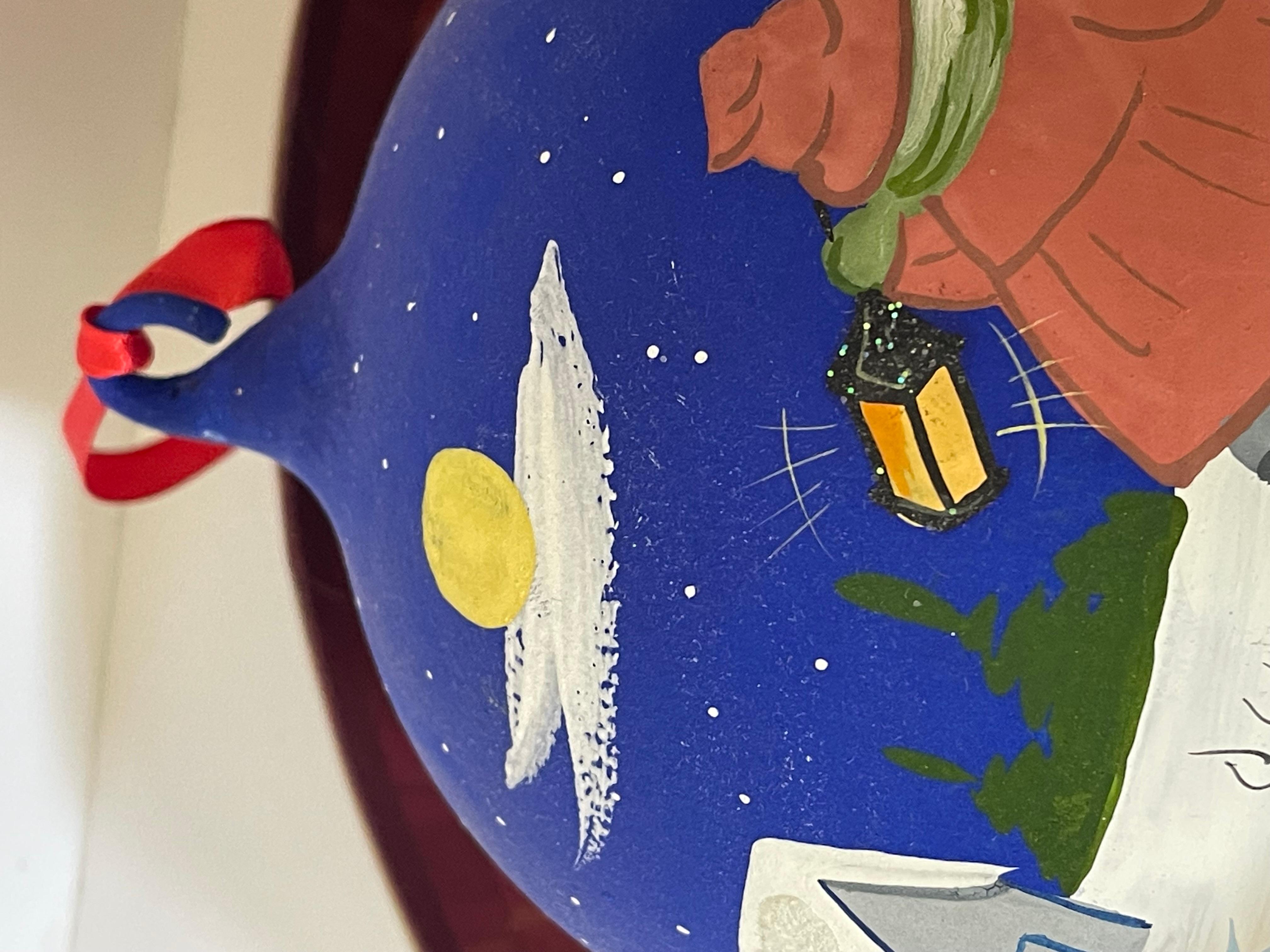 4 Grandes Bolas de Navidad Jumbo de Cristal Europeas Vintage Pintadas a Mano en venta 3