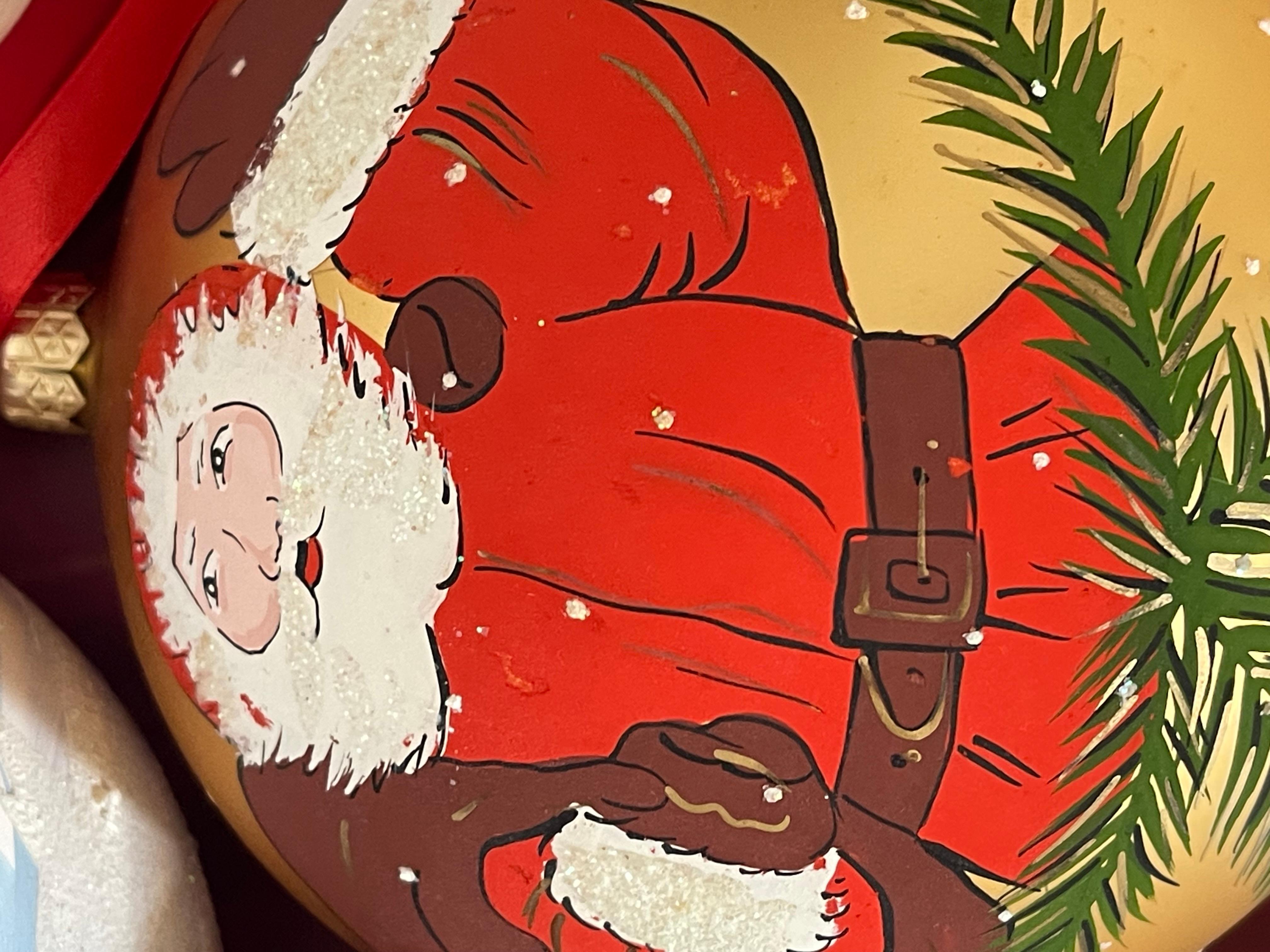 4 Grandes Bolas de Navidad Jumbo de Cristal Europeas Vintage Pintadas a Mano en venta 5