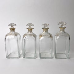 4 Late Gustavian Handblown Bottles Gilt Decor Late 18th/Early 19th C Sweden