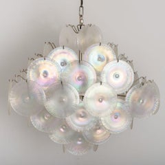 4 Layered Square Oiled Glass discs Chandelier by Nason for Vistosi, Italy