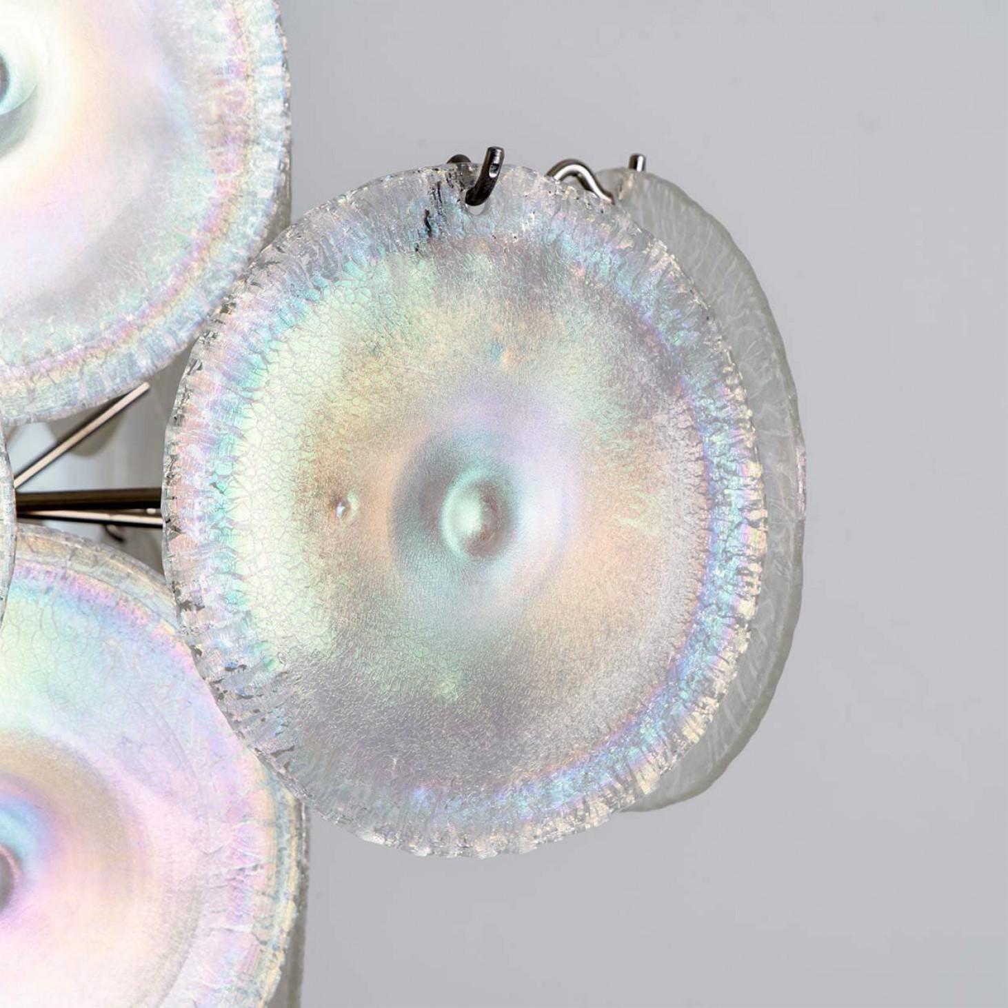 Mid-Century moderno 4 Layered Square Oiled Glass discs Chandelier by Nason for Vistosi, Italy in vendita