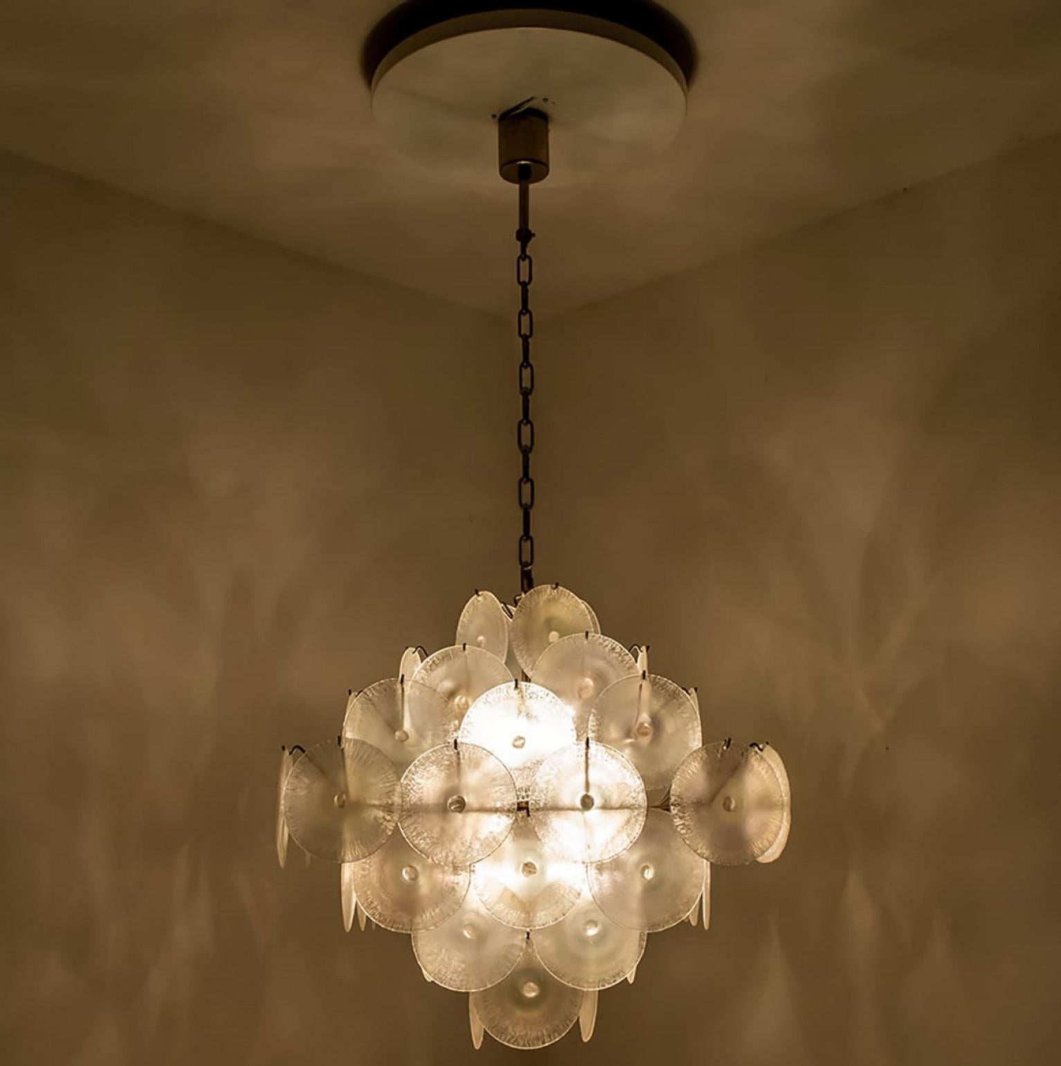 Altro 4 Layered Square Oiled Glass discs Chandelier by Nason for Vistosi, Italy in vendita