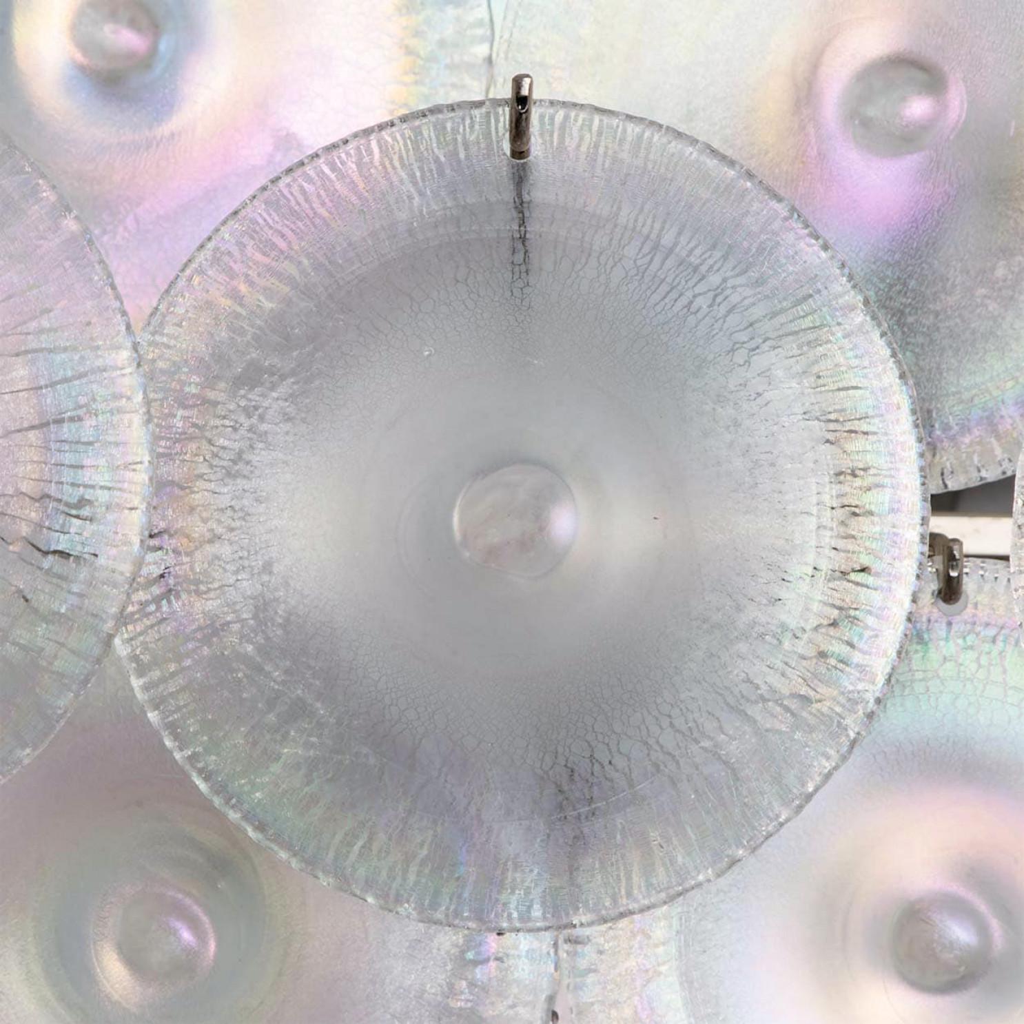 4 Layered Square Oiled Glass discs Chandelier by Nason for Vistosi, Italy In condizioni buone in vendita a Rijssen, NL