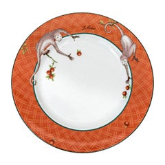 4 Le Cirque Orange 12" Monkey Service Plates With Lattice By Sasaki Japan