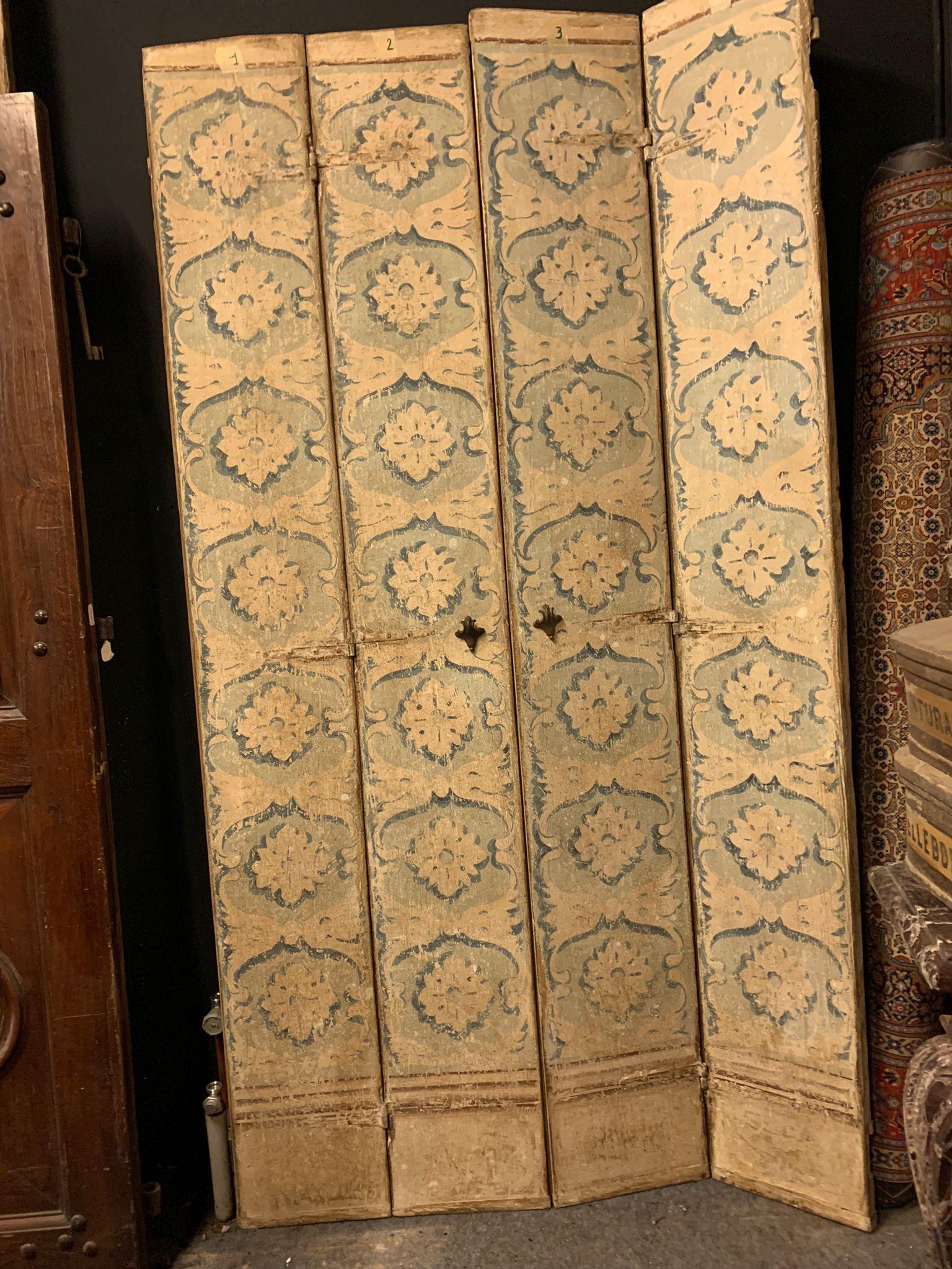4-leaf door in richly painted wood, from Venice, Italy For Sale 3