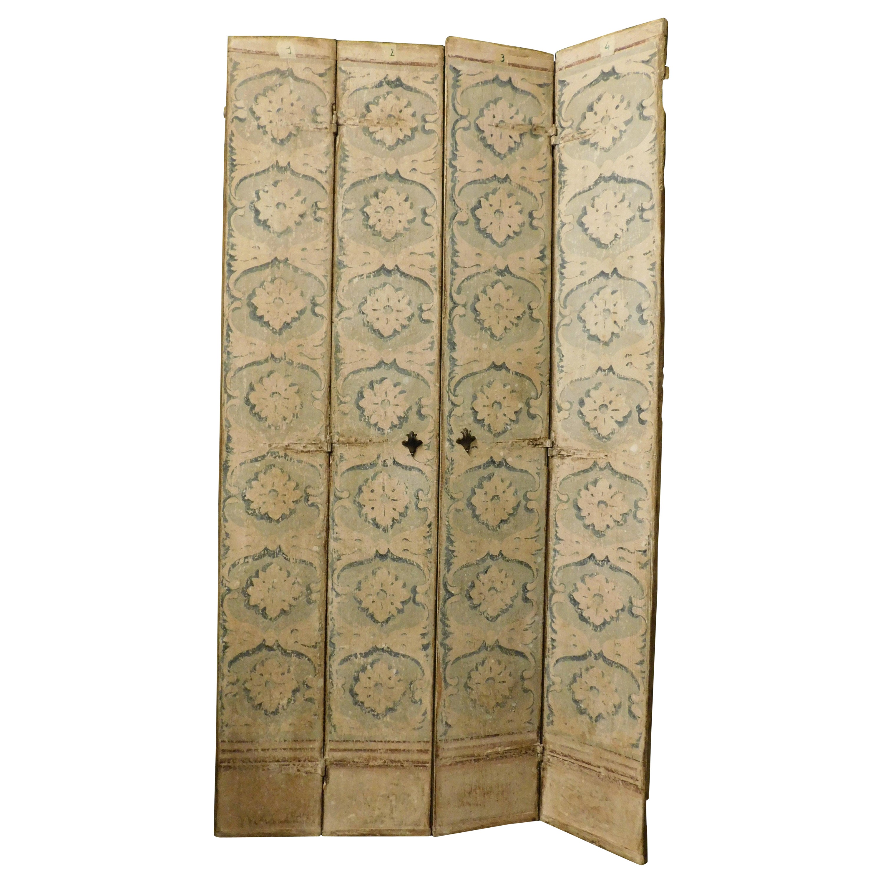 4-leaf door in richly painted wood, from Venice, Italy