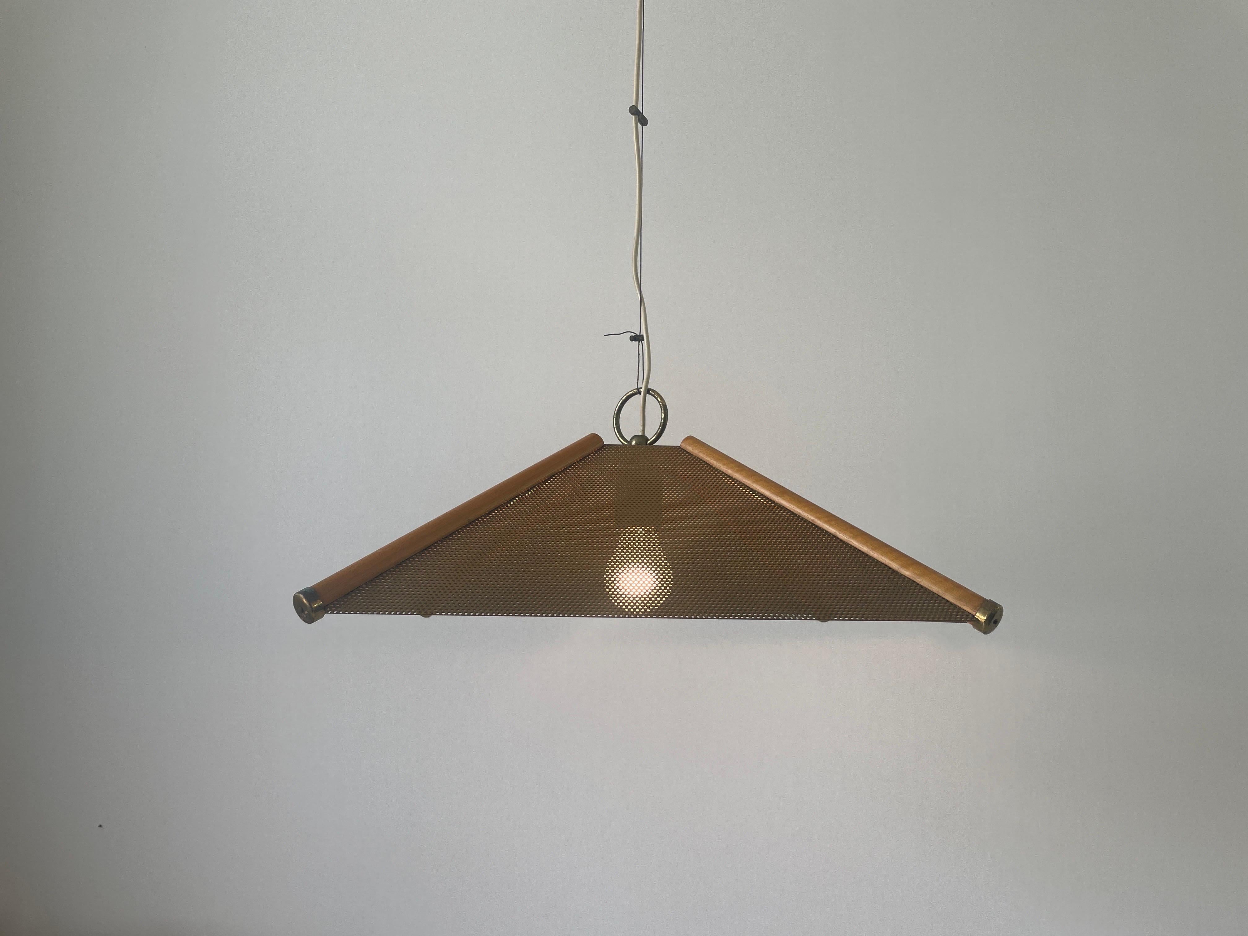 Lampada a sospensione a 4 foglie con linee in Wood e corpo in metallo, anni '60, Italia in vendita 2