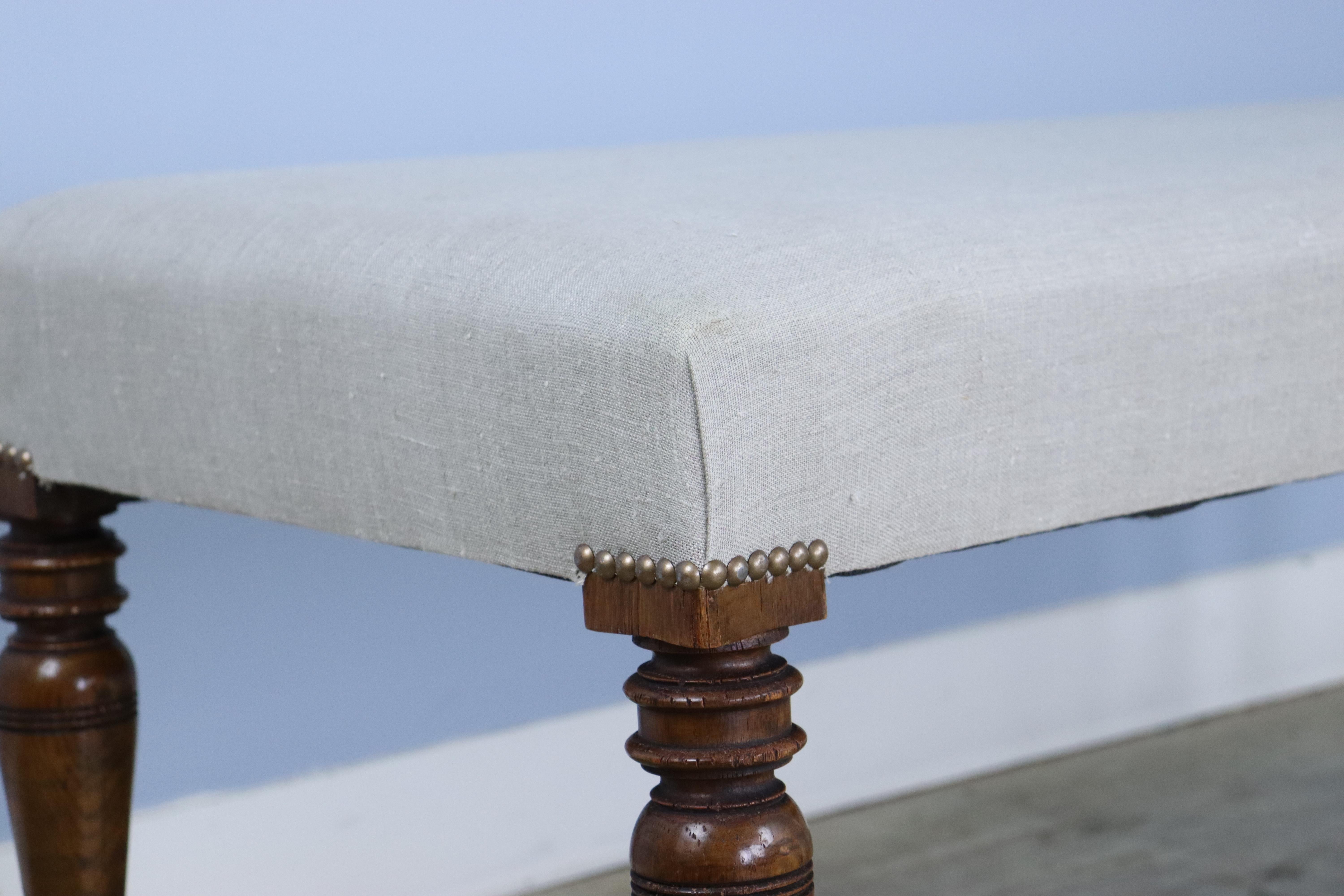 4 Legged Upholstered Mahogany Bench -B 1