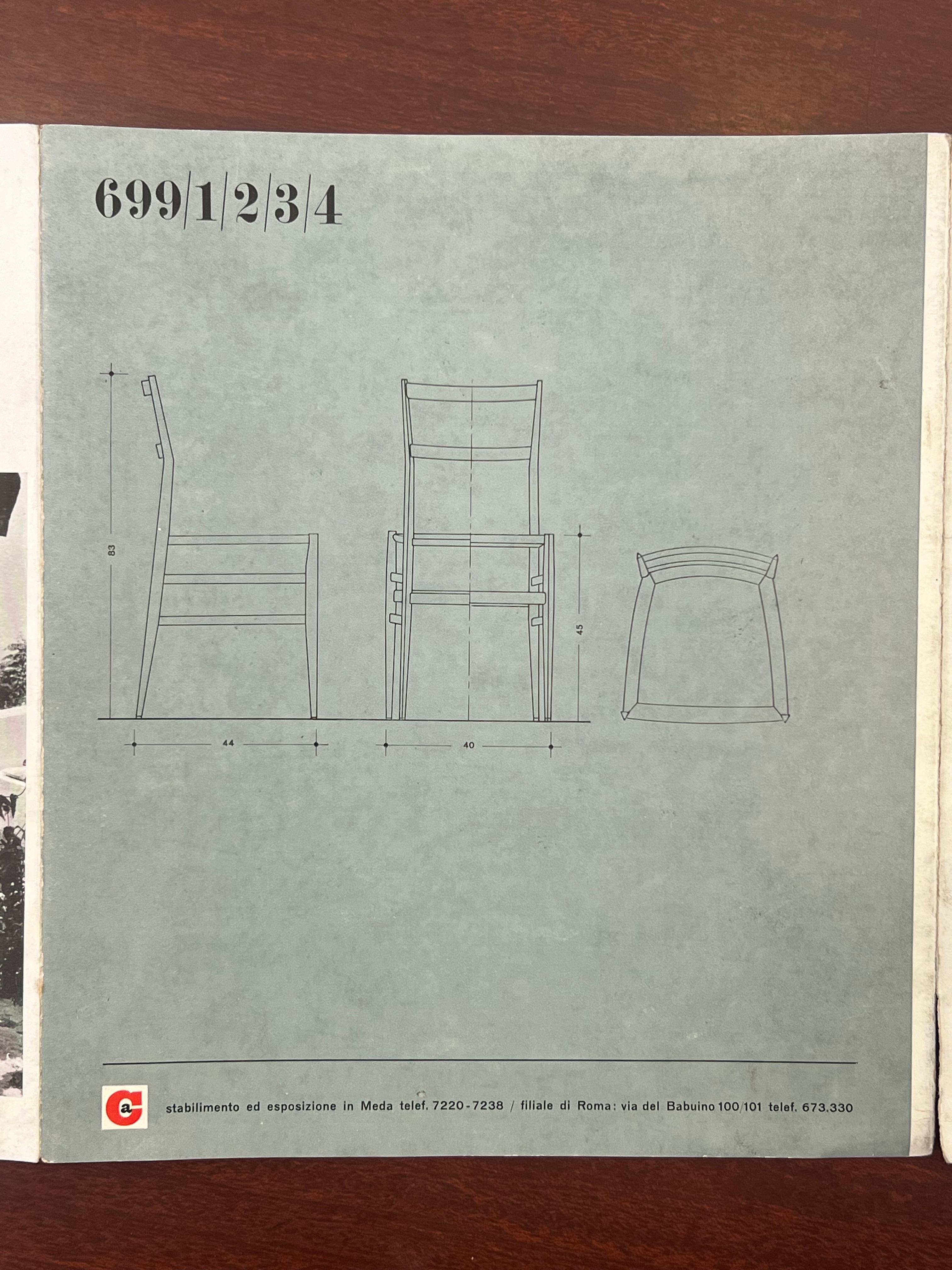 4 Leggera Mid Century Dining Chair by Gio Ponti for Cassina For Sale 12
