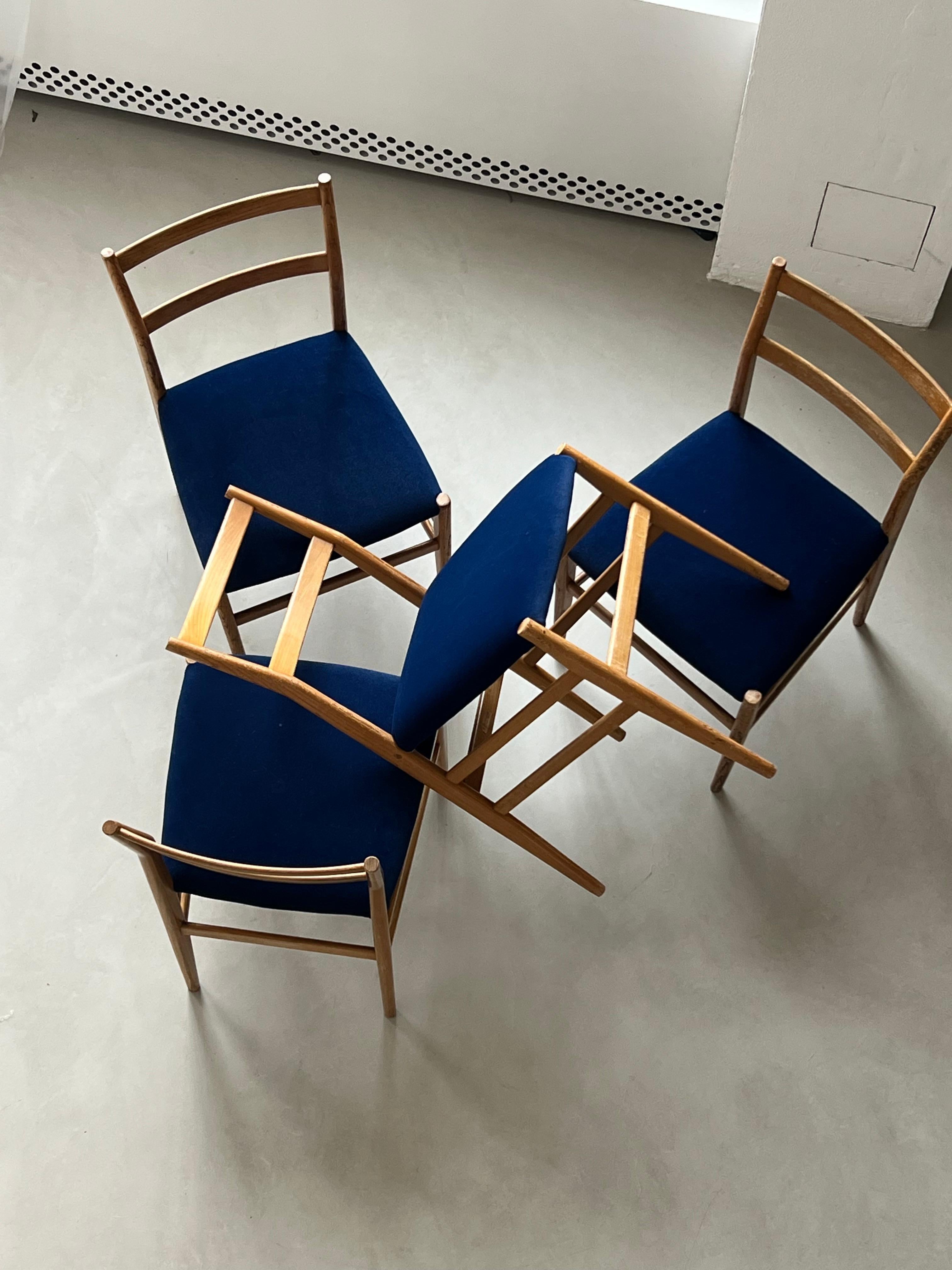  4 Leggera chairs by Gio Ponti for Cassina in original conditions with new fabric just remade.

Giò Ponti needs no introduction: He's been arguably the most influential personality in Italian design and architecture for almost three decades, from