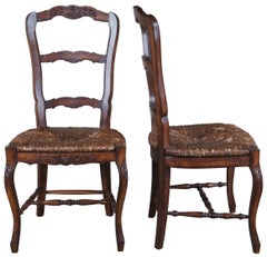 4 Lewis Mittman Country French Ladderback Dining Chairs Rush Seat Farmhouse