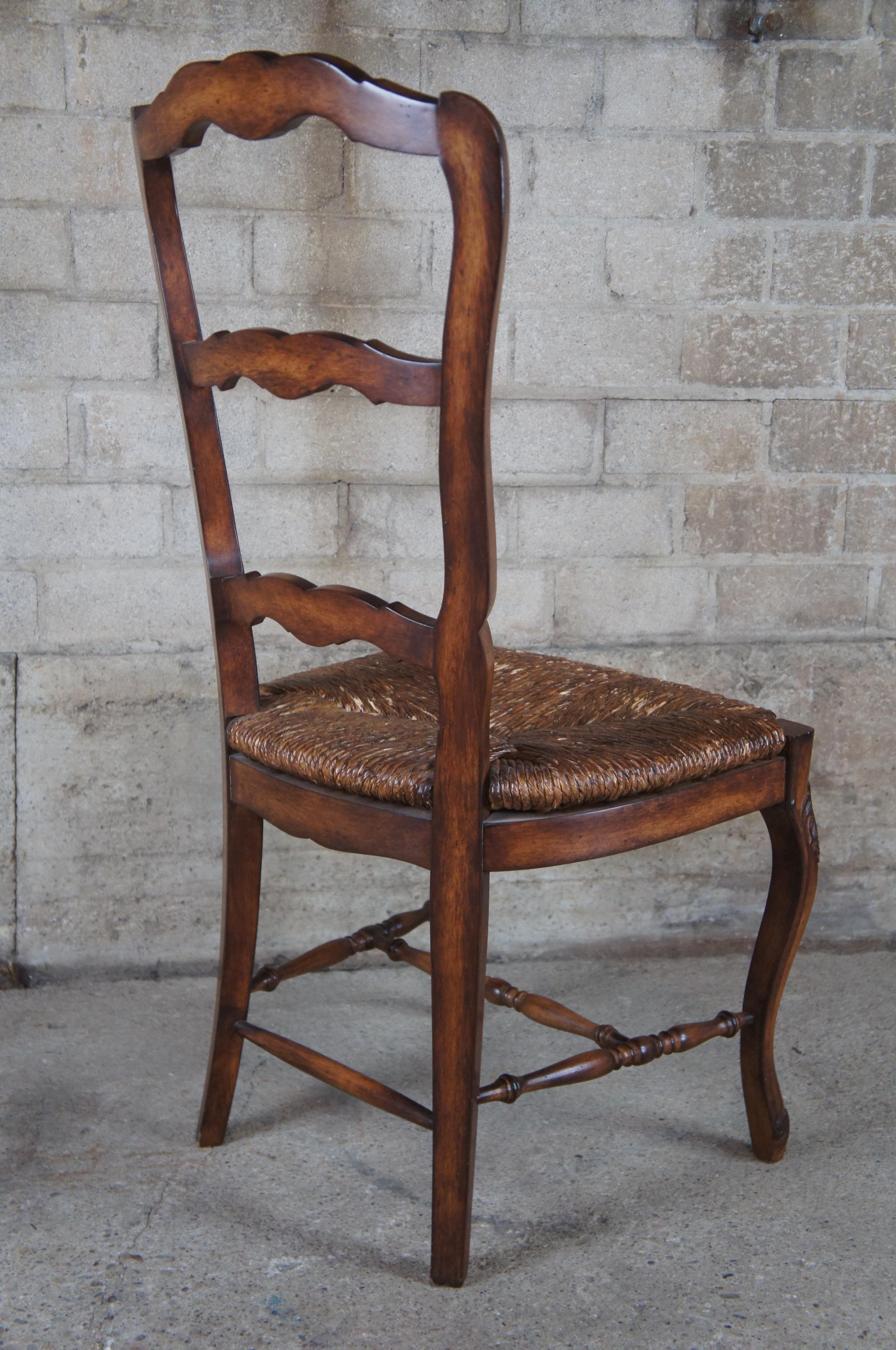4 Lewis Mittman Country French Ladderback Dining Chairs Rush Seat Farmhouse In Good Condition In Dayton, OH