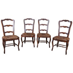 Retro 4 Lewis Mittman Country French Ladderback Dining Chairs Rush Seat Farmhouse