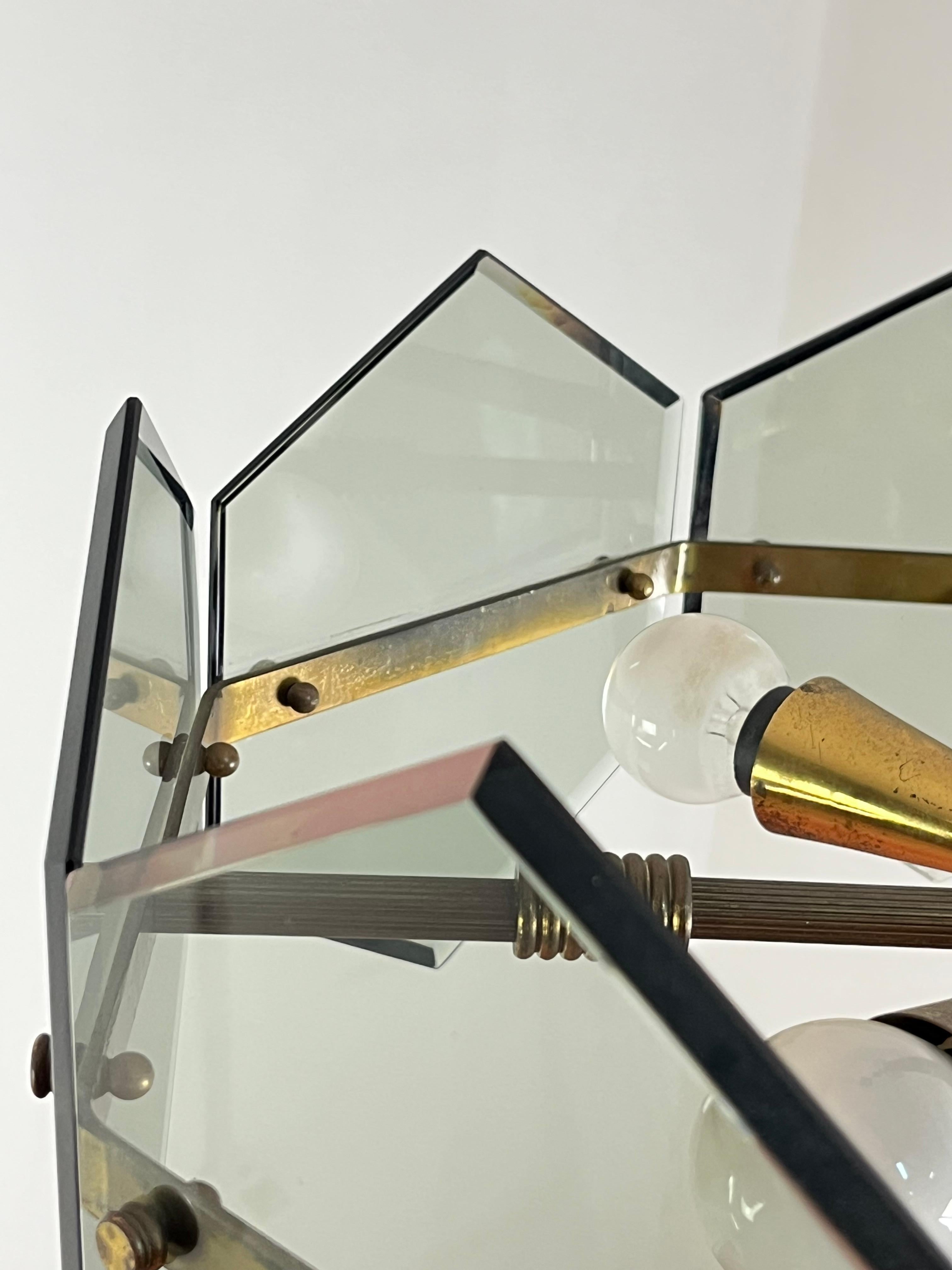 4-Light Brass And Murano Glass Chandelier By Gino Paroldo For Fontana Arte, 1960 For Sale 5
