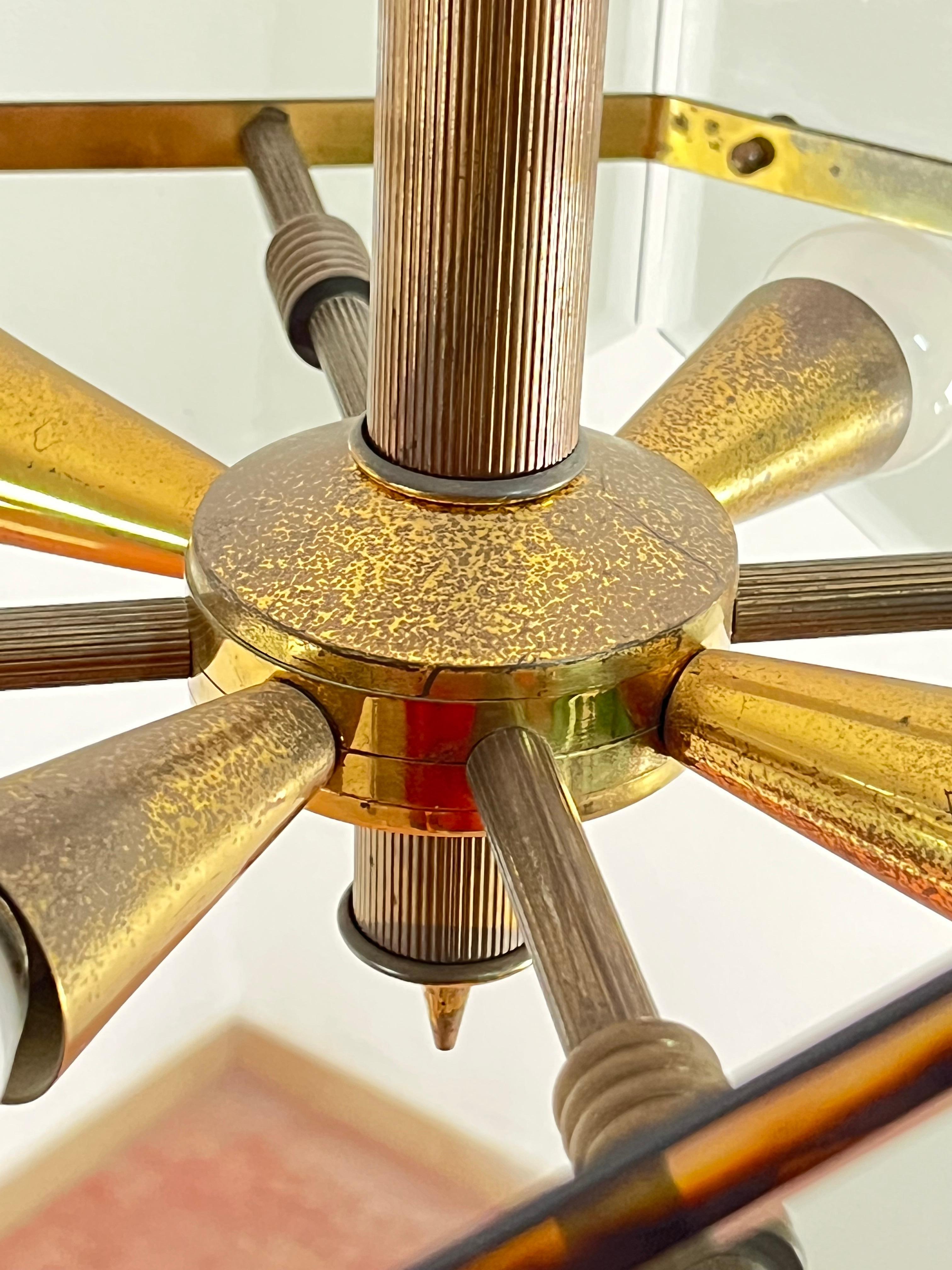 4-Light Brass And Murano Glass Chandelier By Gino Paroldo For Fontana Arte, 1960 For Sale 6