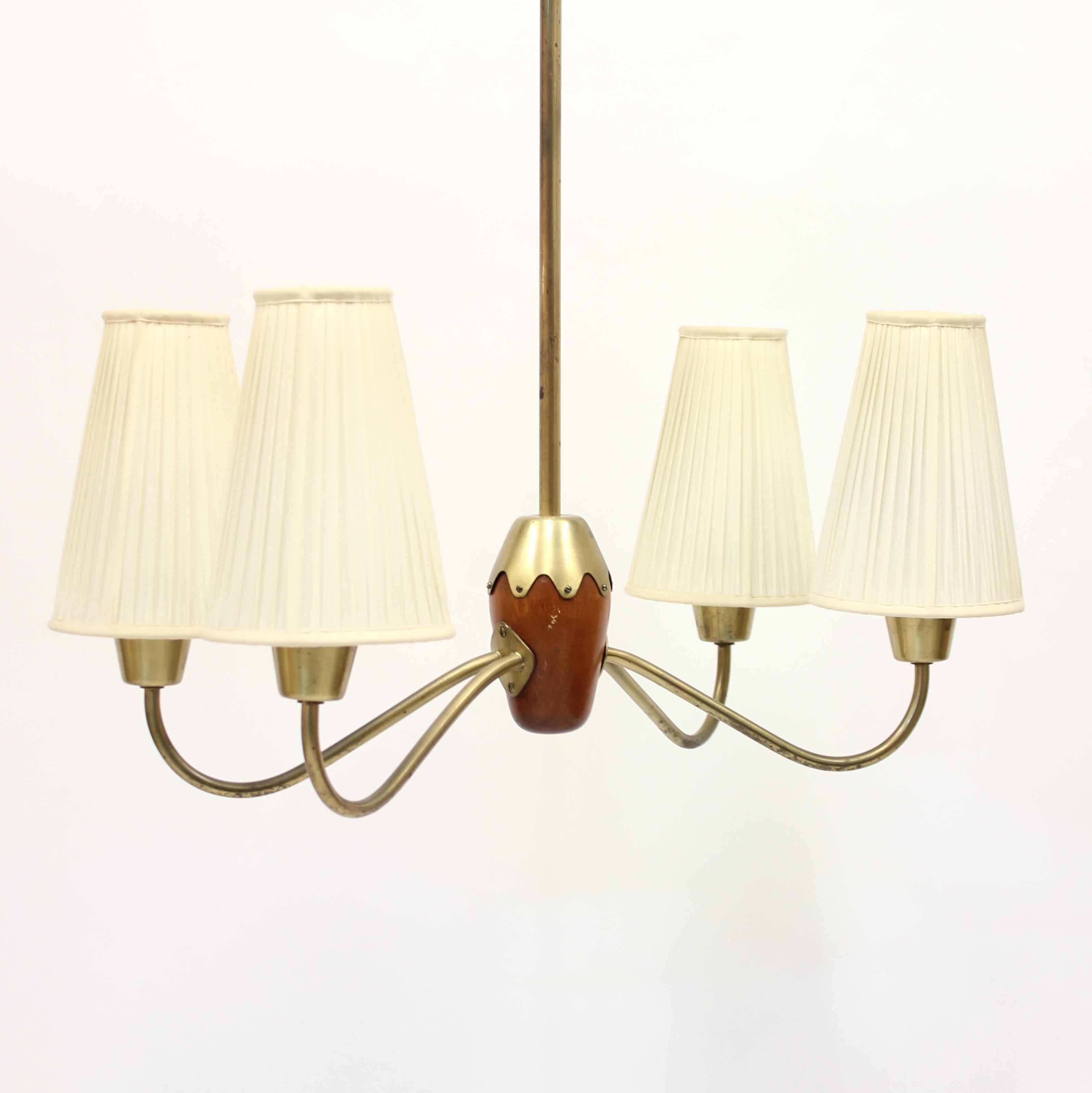 Scandinavian Modern 4-Light Ceiling Lamp, Attributed to ASEA, 1950s