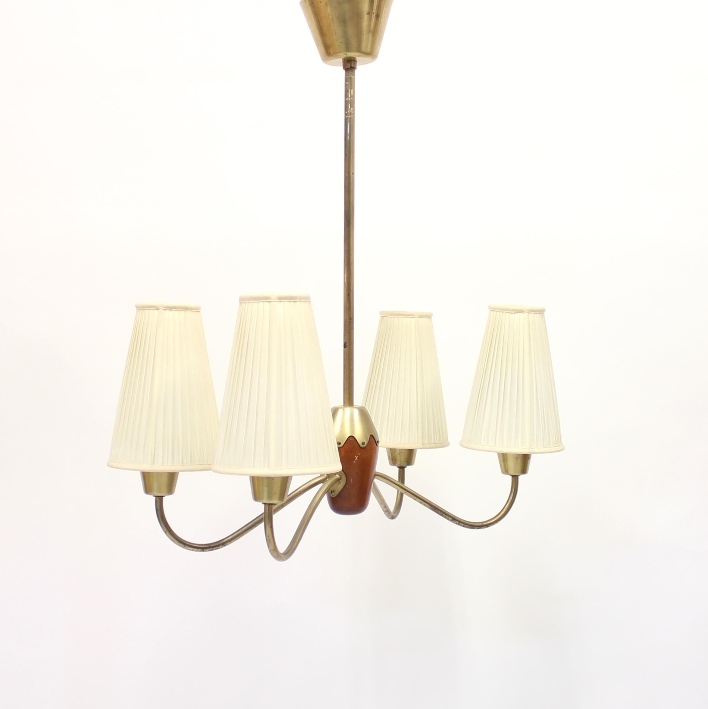 Swedish 4-Light Ceiling Lamp, Attributed to ASEA, 1950s