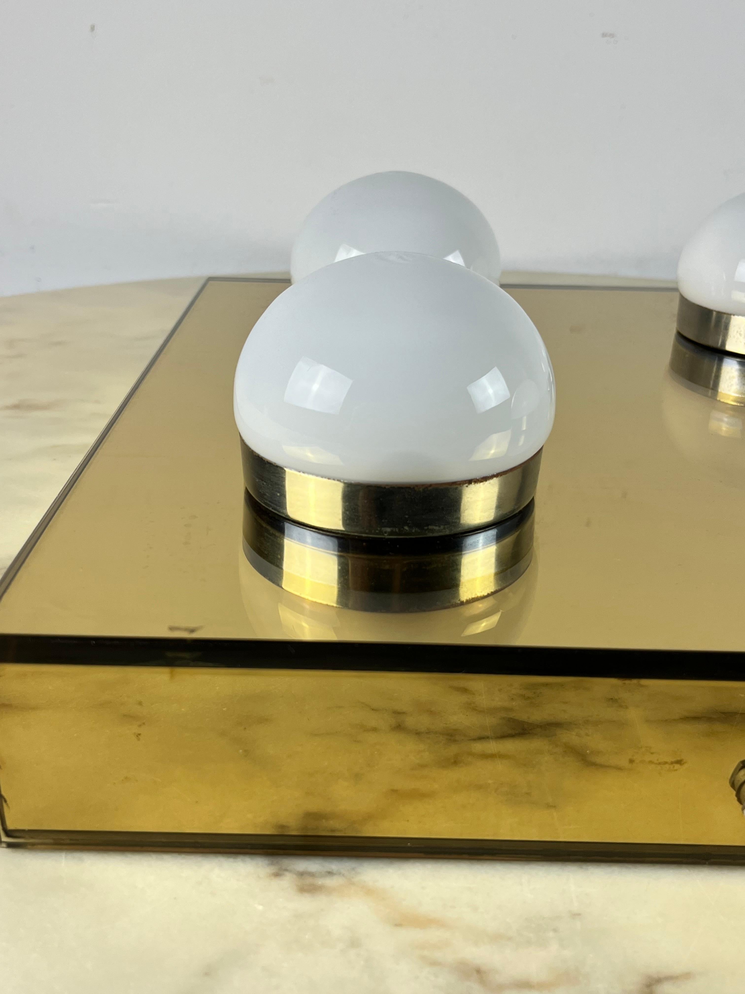 4-Light Ceiling Lamp Golden Mirror  Mid-Century 1960s Italian Design For Sale 8