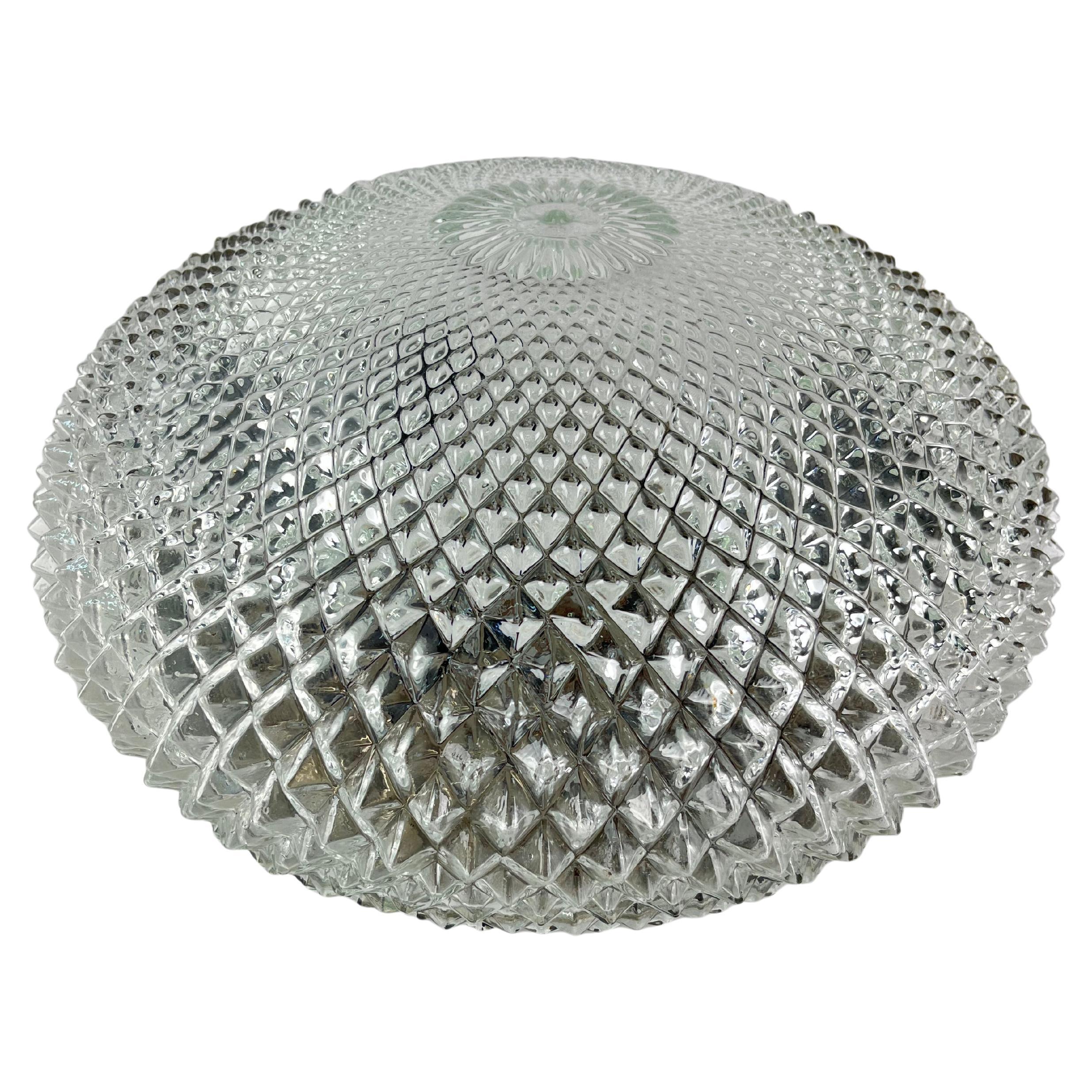 4-Light Ceiling Lamp in Murano "Rostrato" Glass Attributed to Barovier & Toso