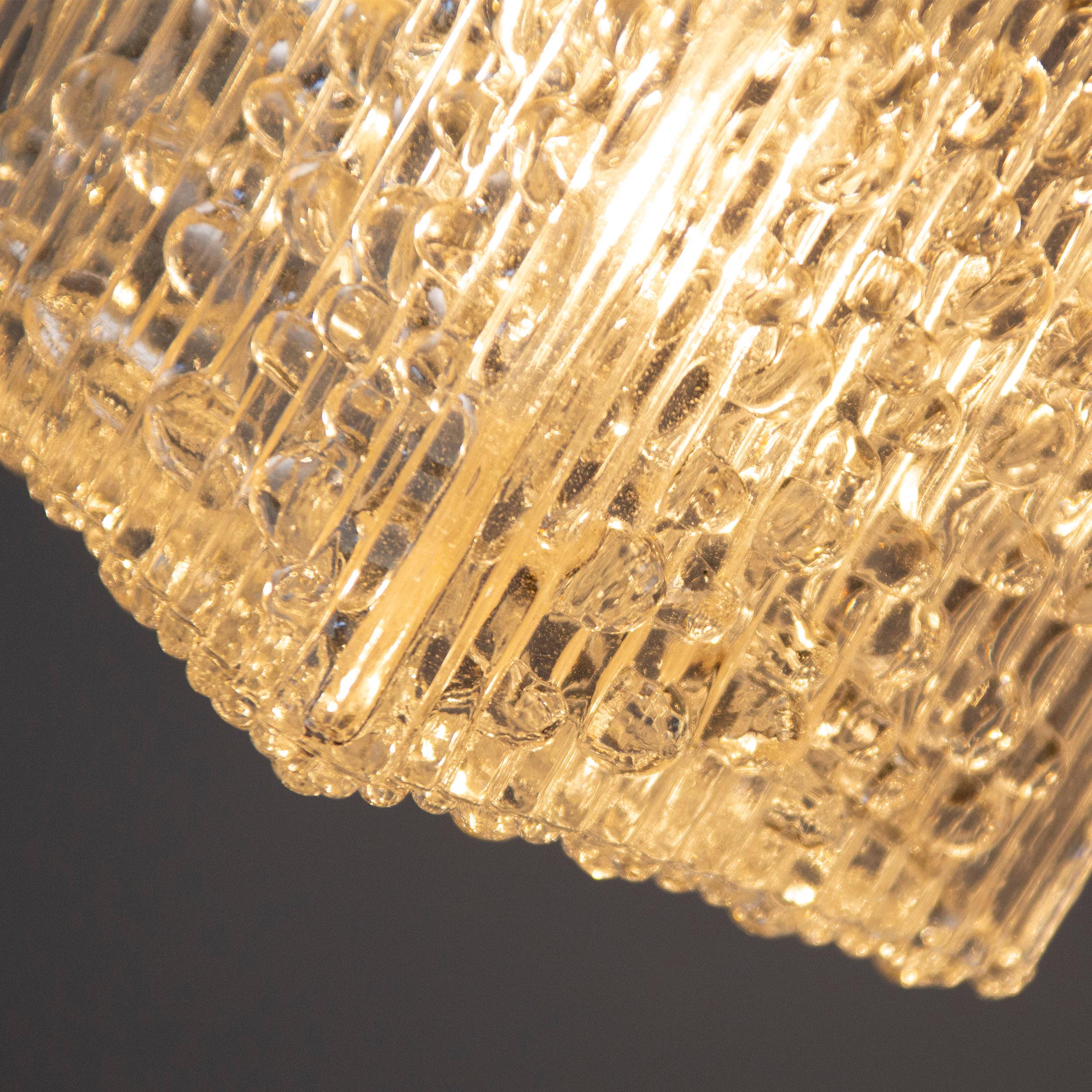 Lustre à 4 lumières avec cubes en verre, métal chromé et structure géométrique, 1970 en vente 1