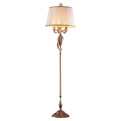 4 Lights Floor Lamp in Amber Glass in French Gold Finish by Modenese Interiors