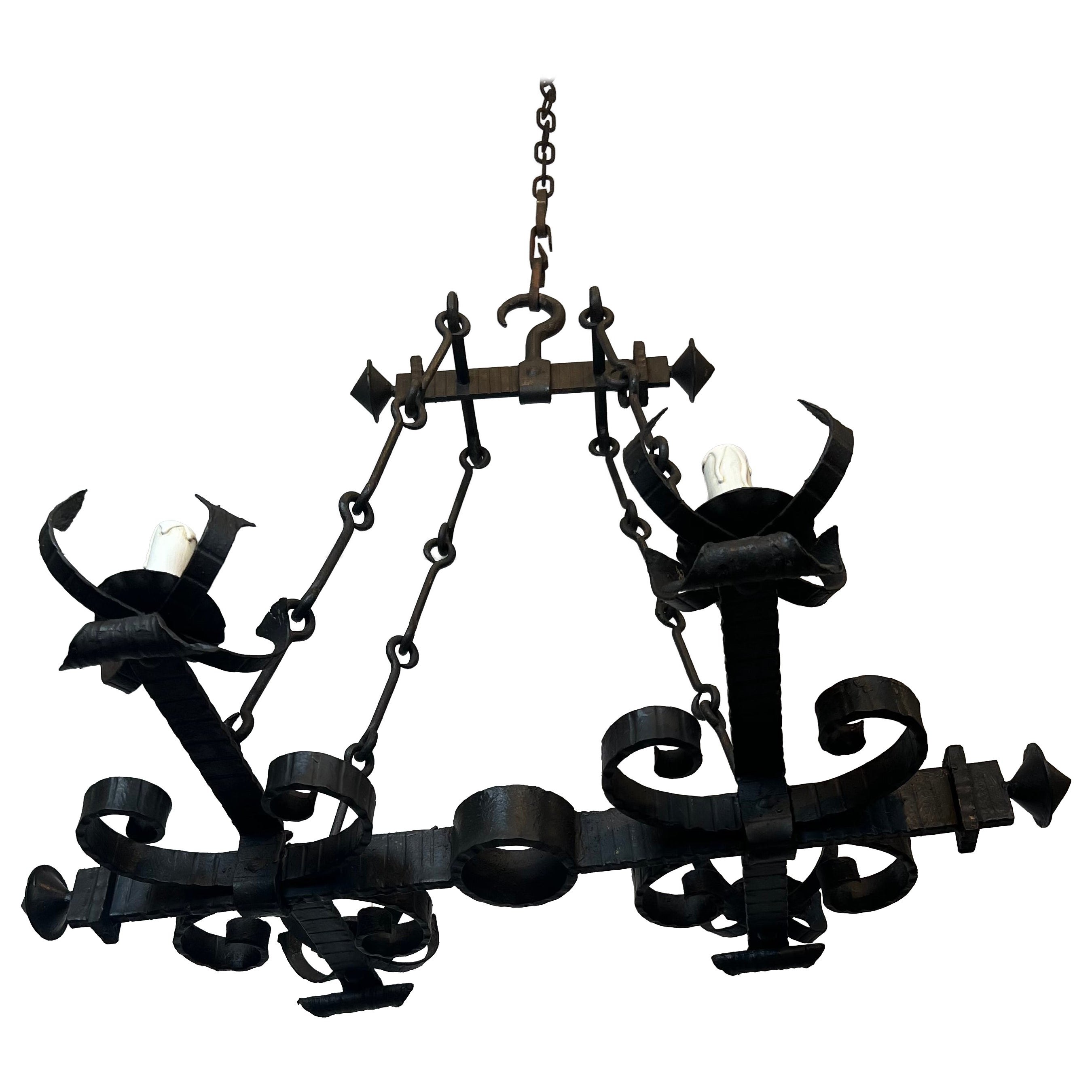 4 Lights Gothic Style Wrought Iron Chandelier