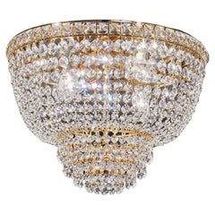 4-Lights Handmade Masterpiece Ceiling Lamp in 24kt Gold Plate & Scholer Crystals