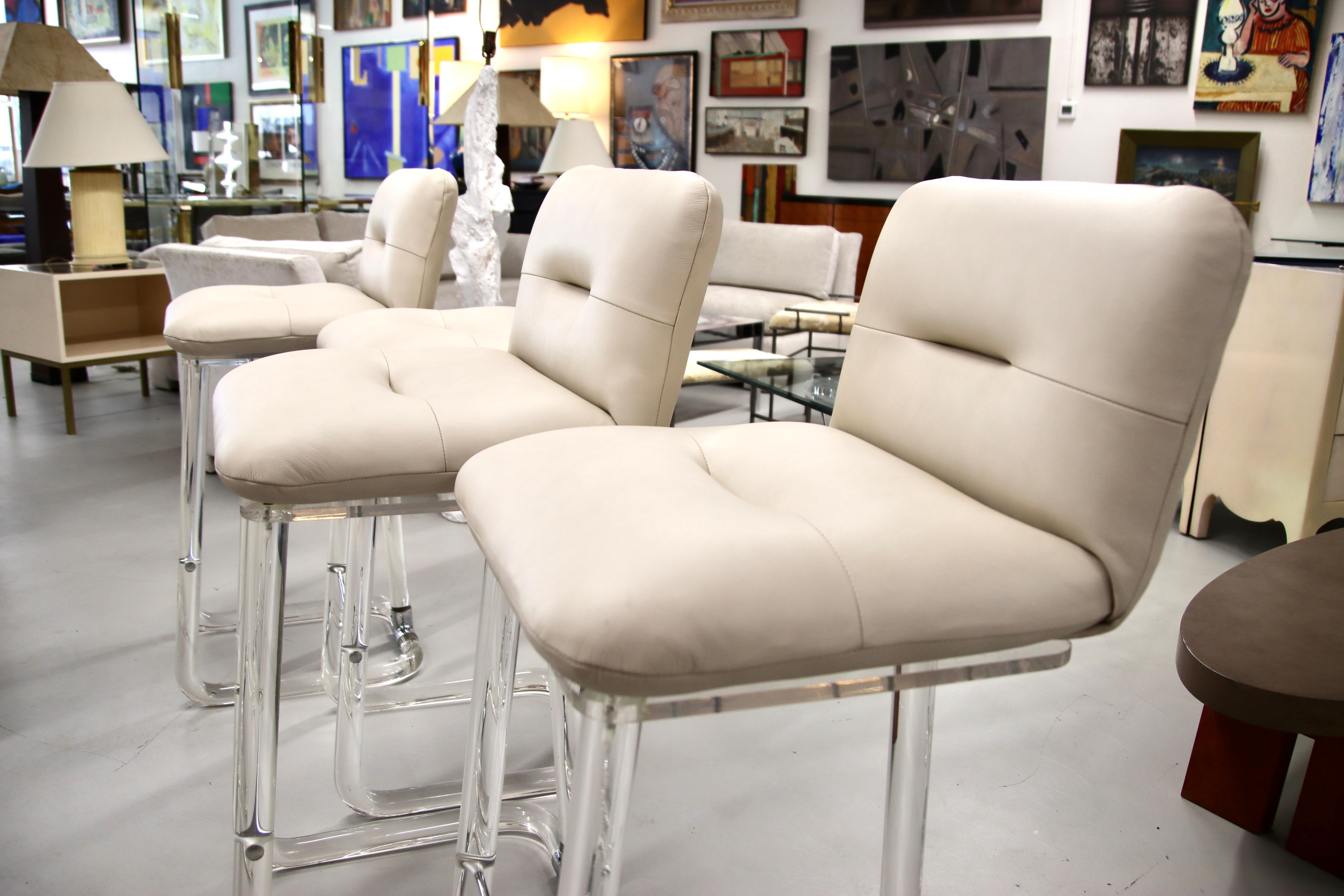 Leather 4 Lion in Frost Lucite Barstools