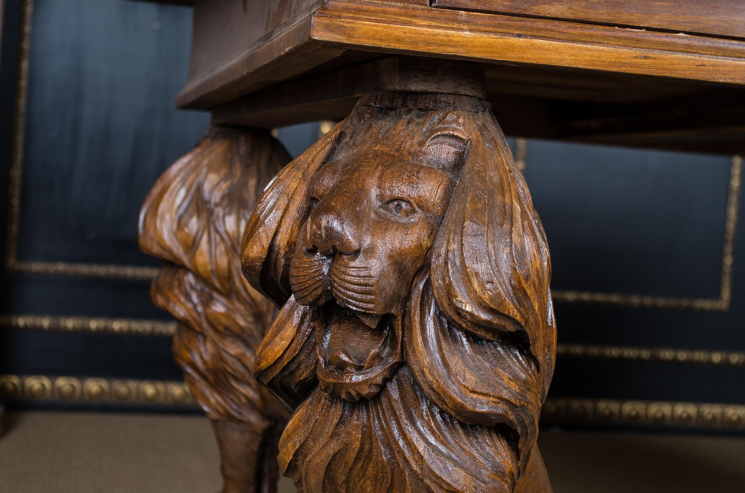 4 Lion's Desk Fully Carved, circa 1920, Empire Style 3