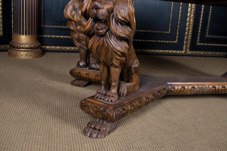 4 Lion's Desk Fully Carved, circa 1920, Empire Style at 1stDibs