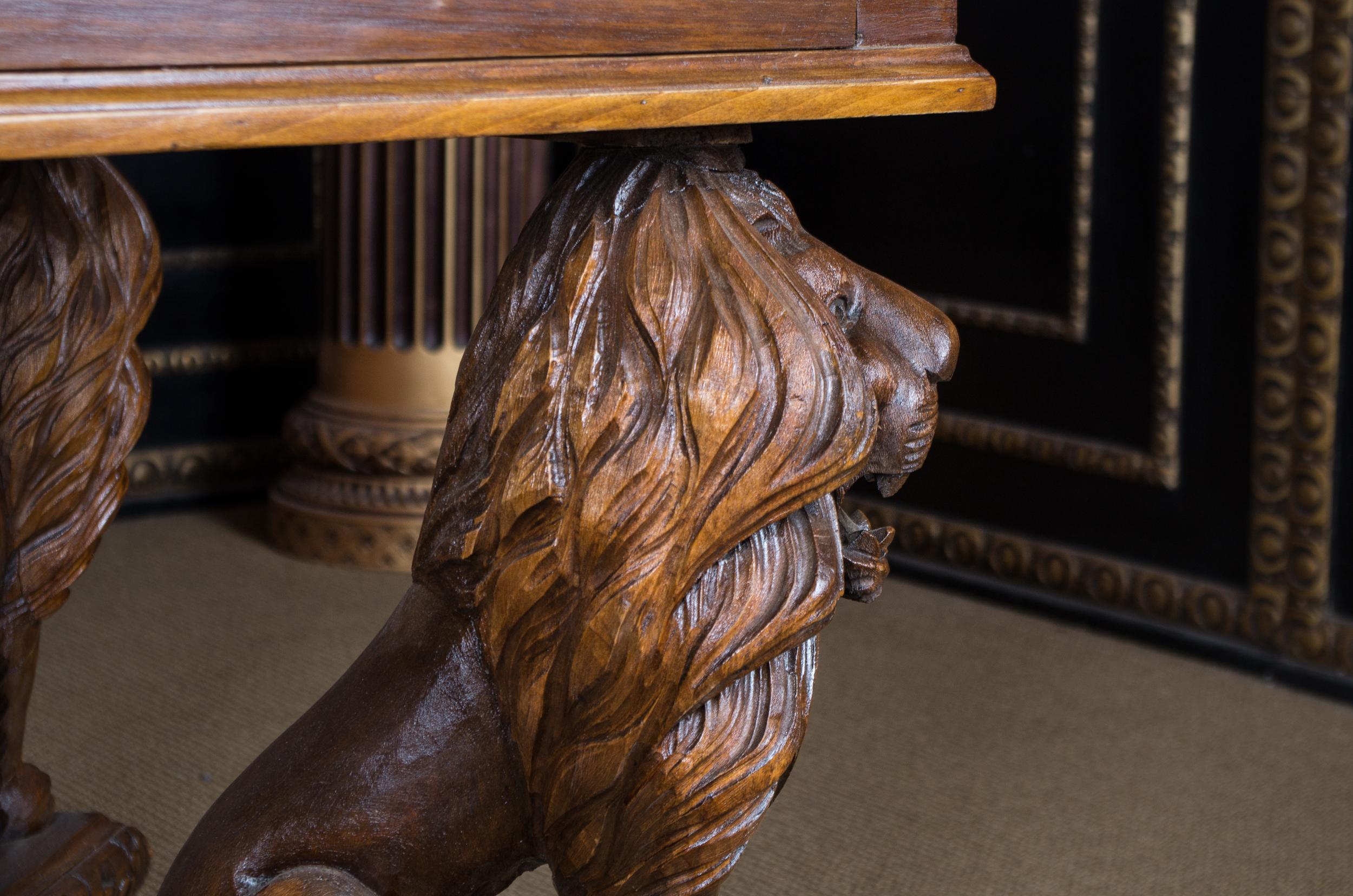 4 Lion's Desk Fully Carved, circa 1920, Empire Style 5