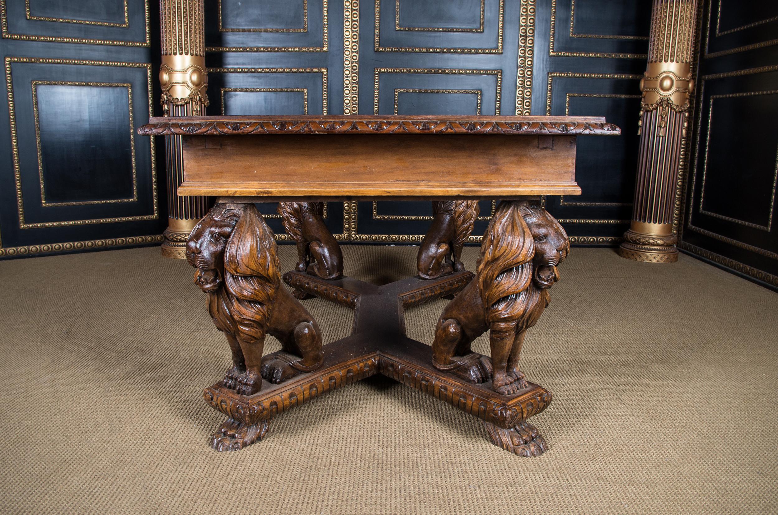 4 Lion's Desk Fully Carved, circa 1920, Empire Style 8
