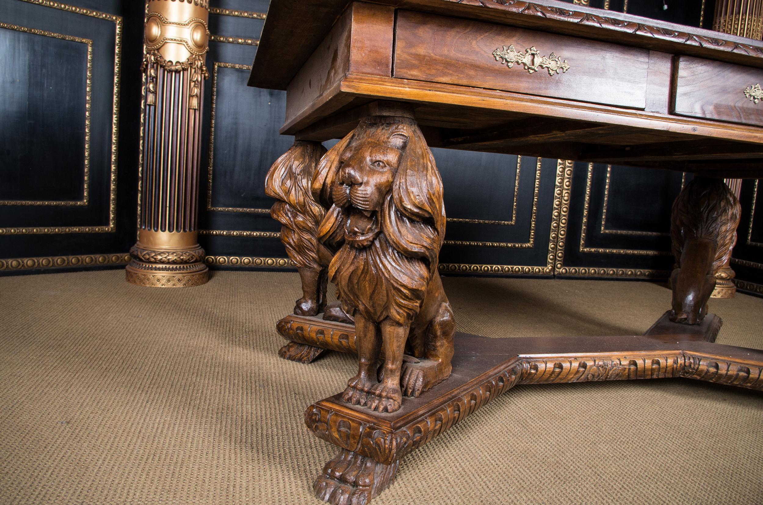 4 Lion's Desk Fully Carved, circa 1920, Empire Style 2
