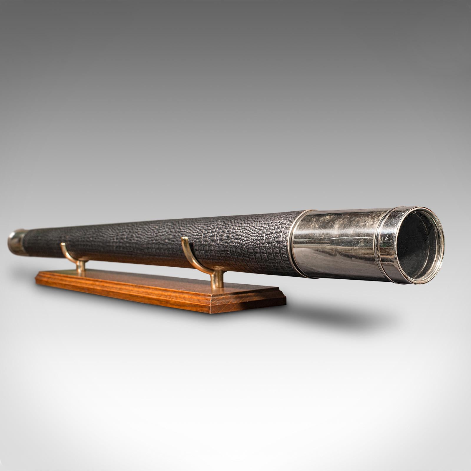 British Antique Telescope, English, Silvered Brass, Dennis of London, Victorian For Sale