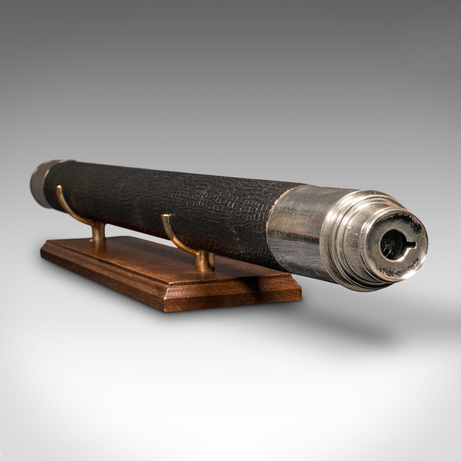 19th Century Antique Telescope, English, Silvered Brass, Dennis of London, Victorian For Sale