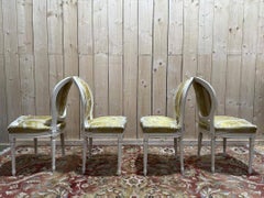 4 Louis XVI medallion chairs, whitewashed wood
