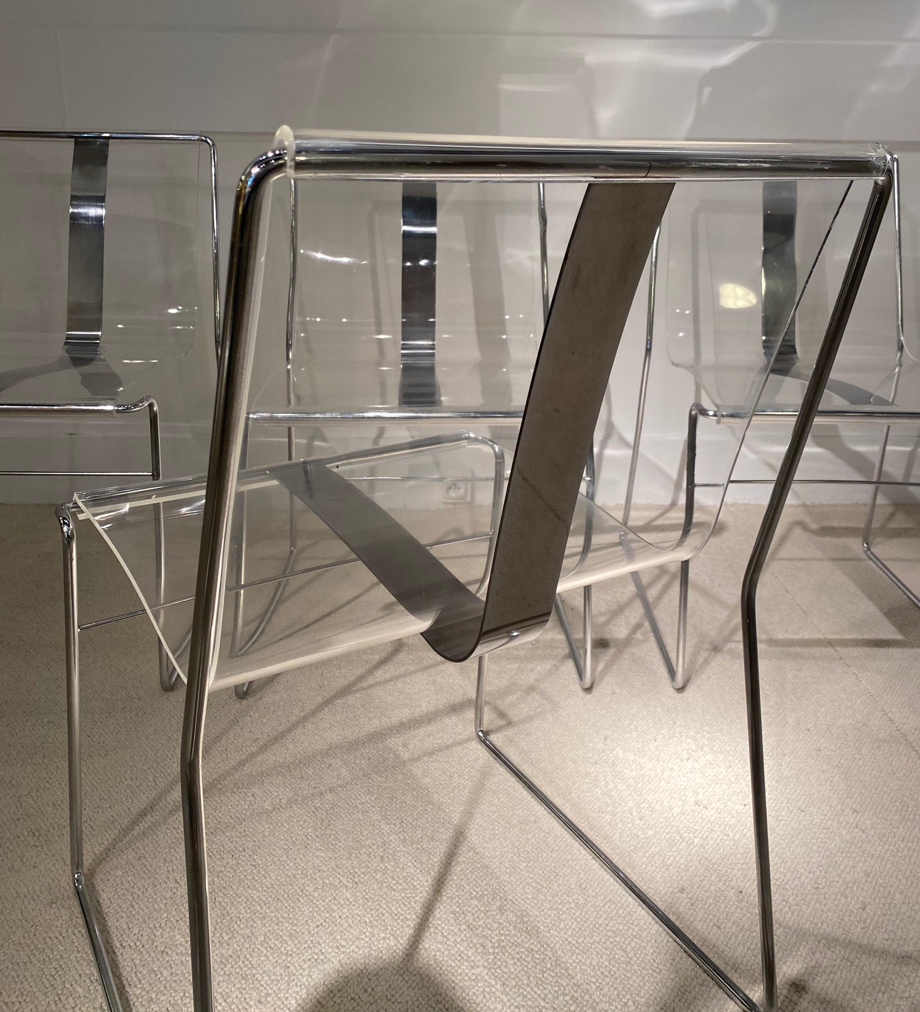 4 Lucite Chairs by Jacques Charpentier 2