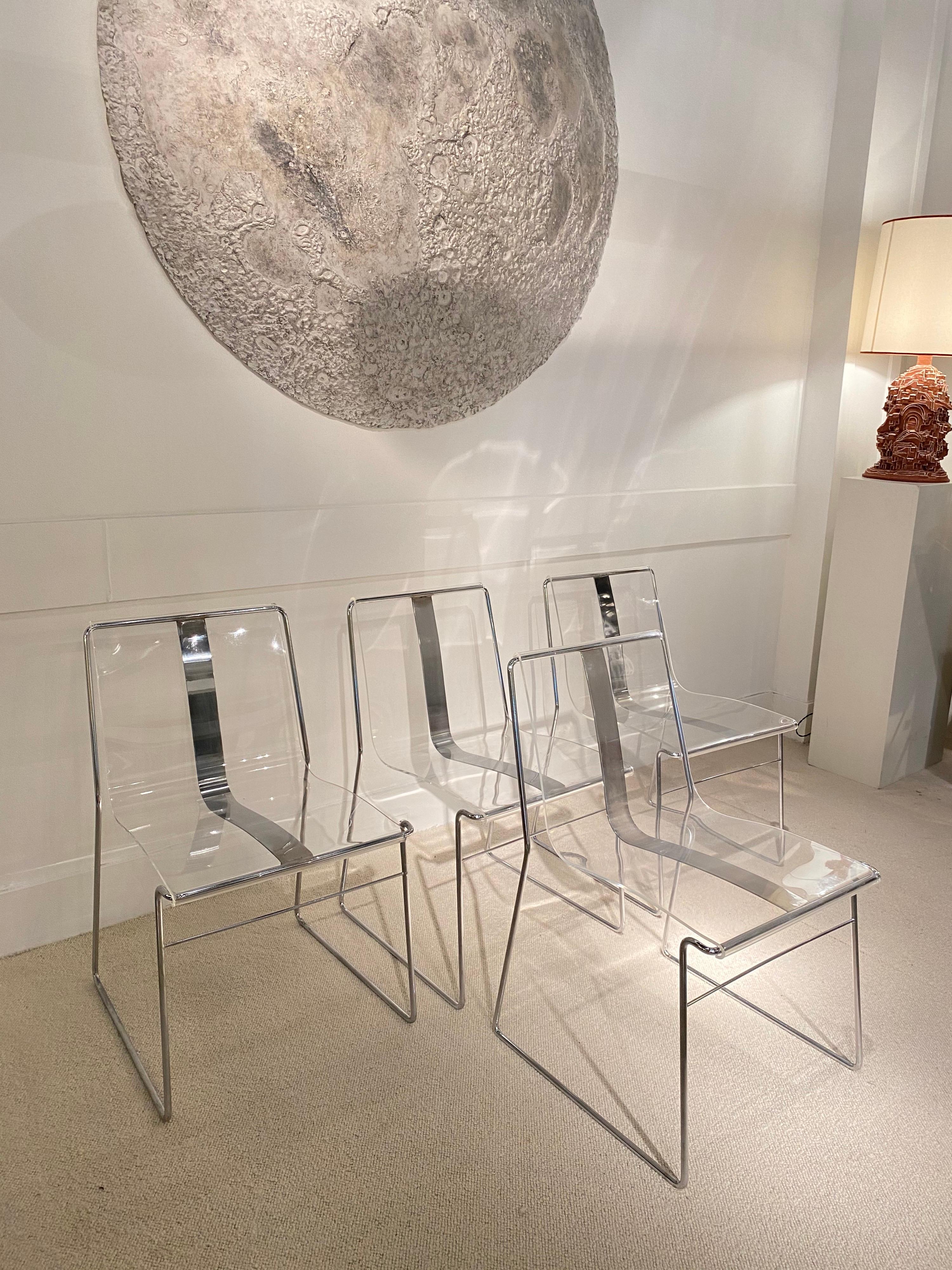 4 Lucite Chairs by Jacques Charpentier 3