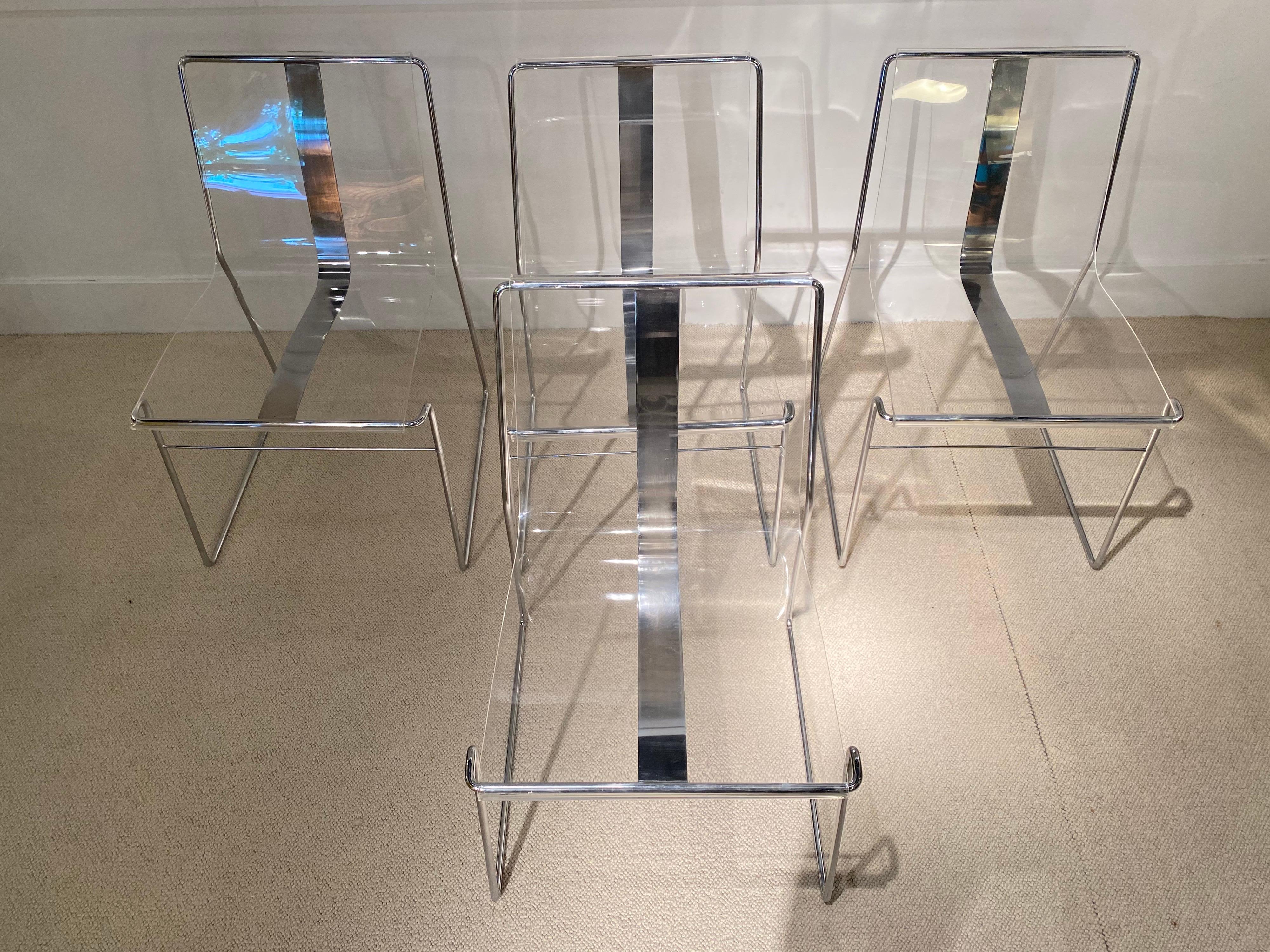 Mid-Century Modern 4 Lucite Chairs by Jacques Charpentier