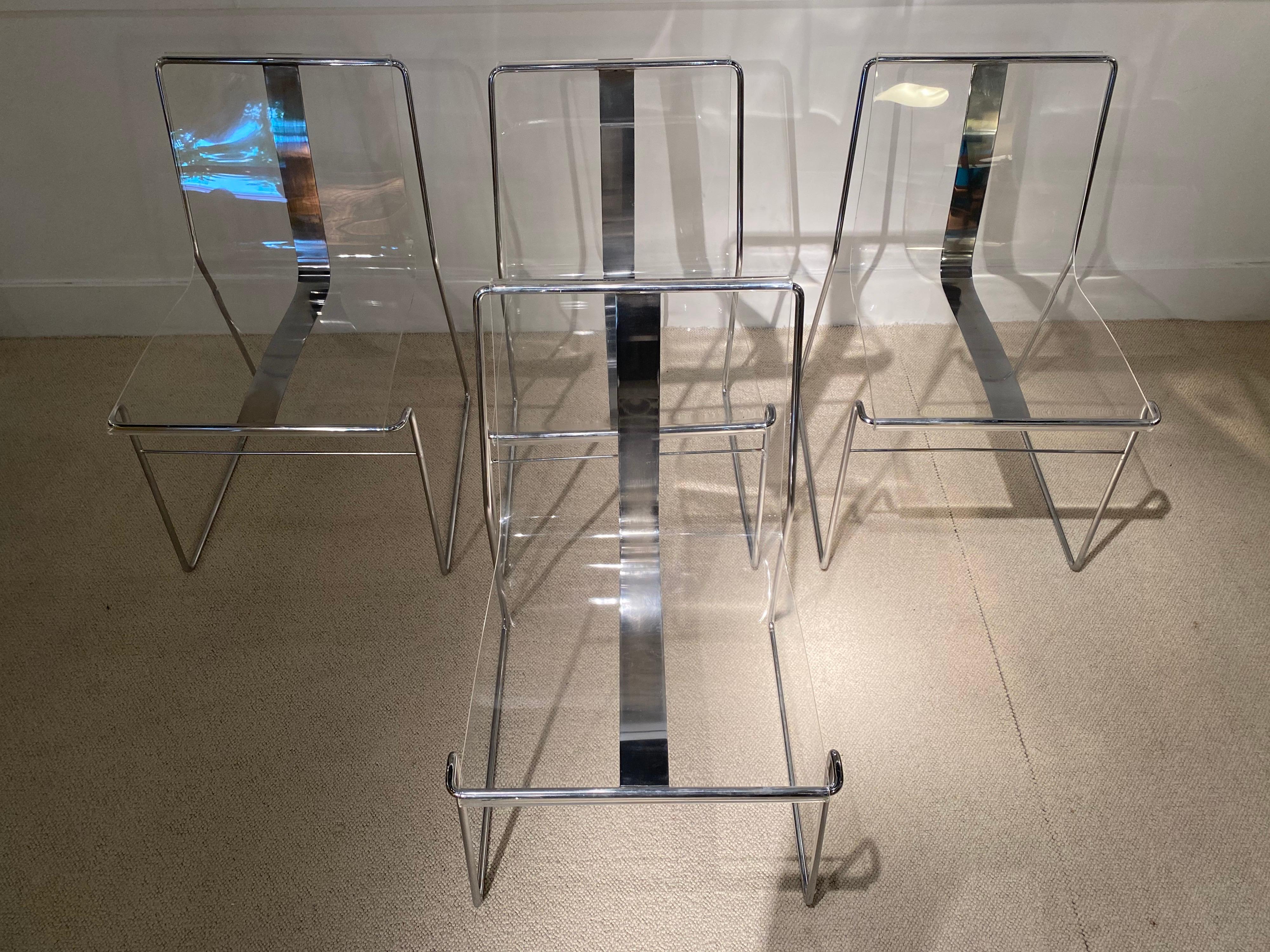 Late 20th Century 4 Lucite Chairs by Jacques Charpentier