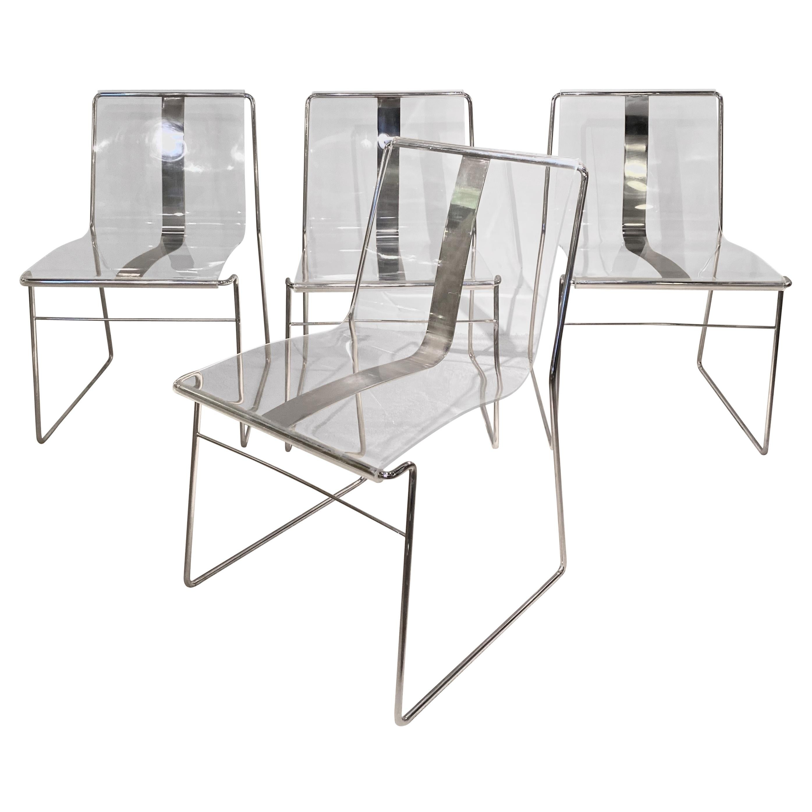 4 Lucite Chairs by Jacques Charpentier