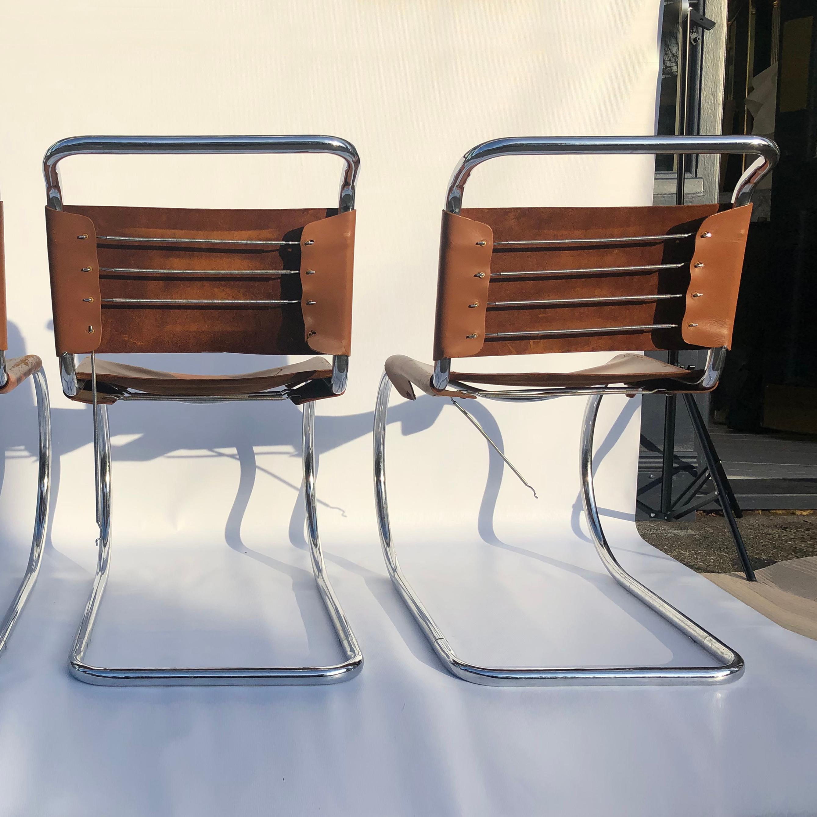 4 Ludwig Mies van der Rohe Mr10 Dining Chairs 1960s Knoll International  For Sale 6