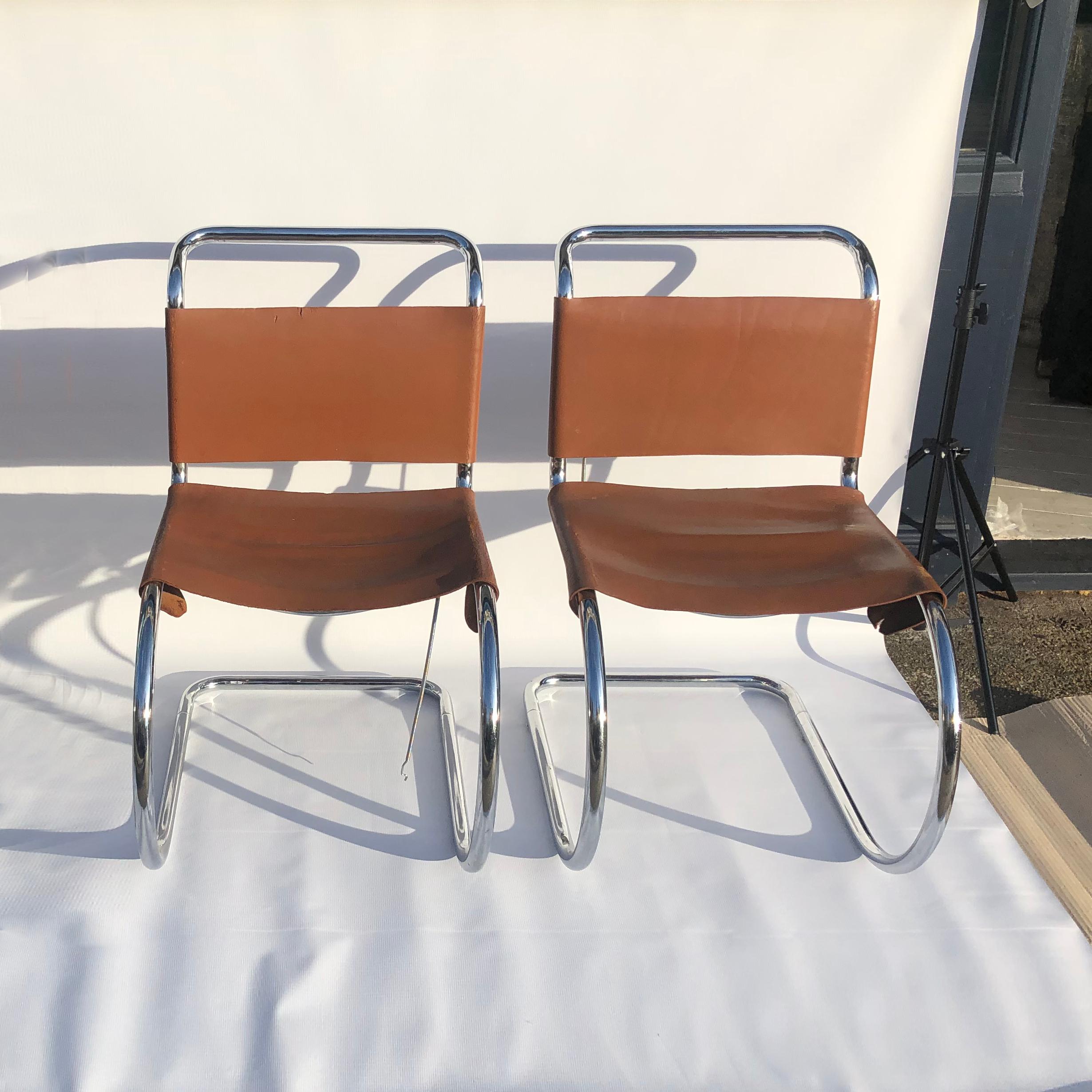 4 chaises de salle à manger Mr10 Ludwig Mies van der Rohe des années 1960 Knoll International  État moyen - En vente à London, GB