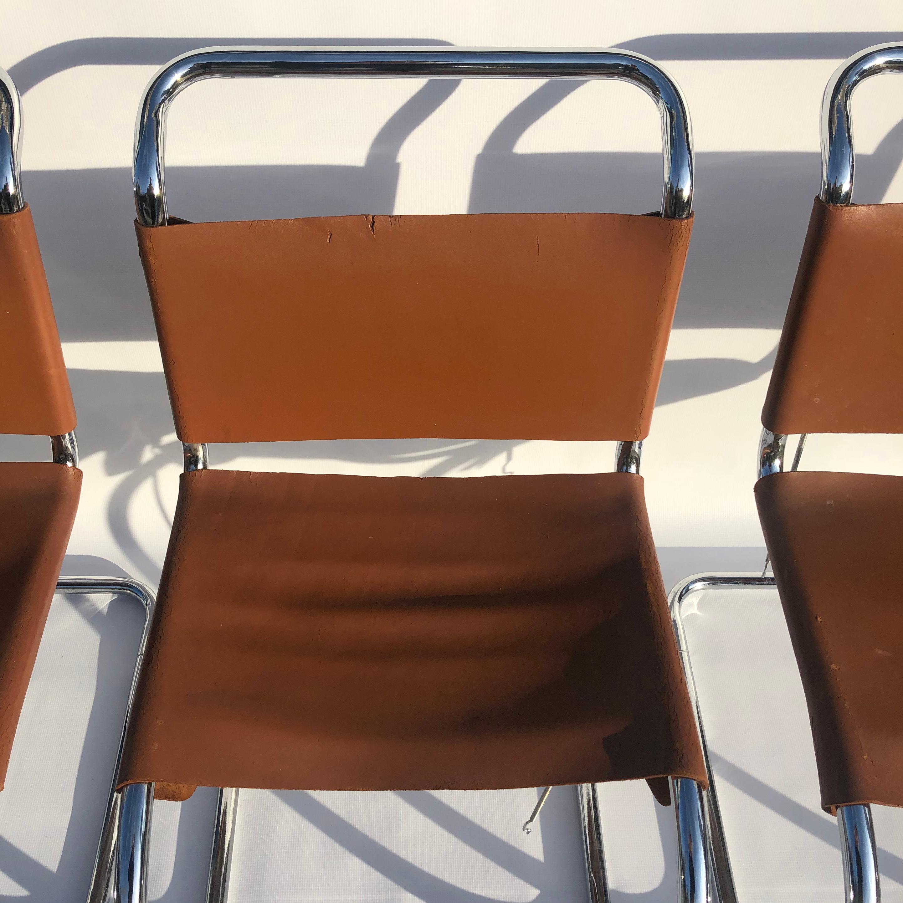 4 Ludwig Mies van der Rohe Mr10 Dining Chairs 1960s Knoll International  In Fair Condition For Sale In London, GB
