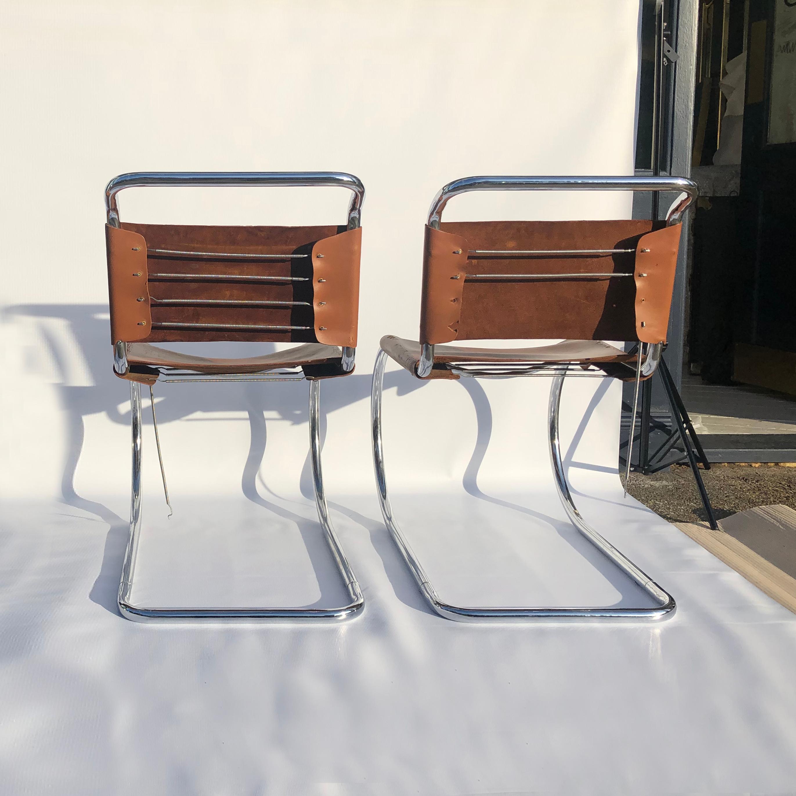Steel 4 Ludwig Mies van der Rohe Mr10 Dining Chairs 1960s Knoll International  For Sale